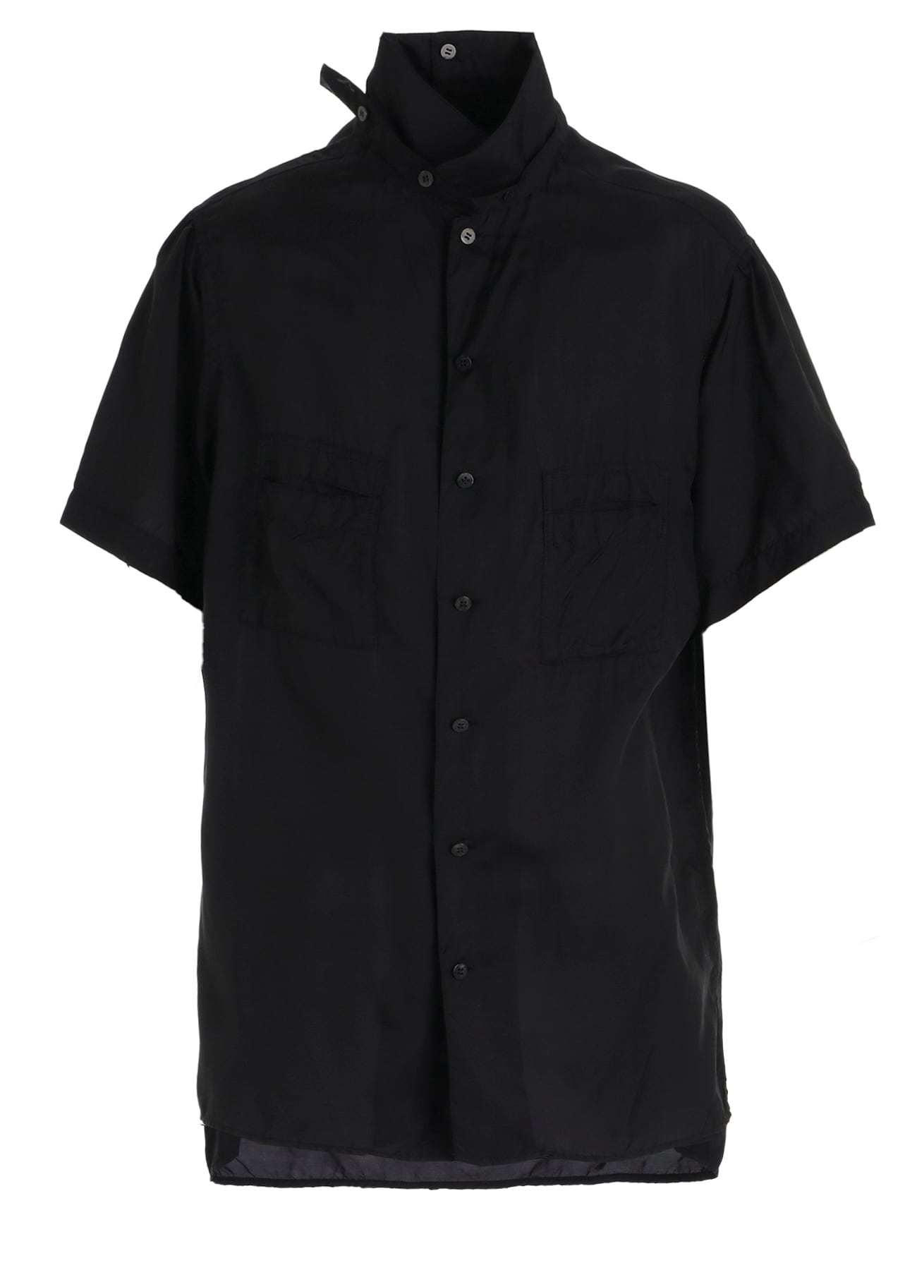 CHAIN STITCH OPEN-COLLAR SHORT SLEEVE SHIRT