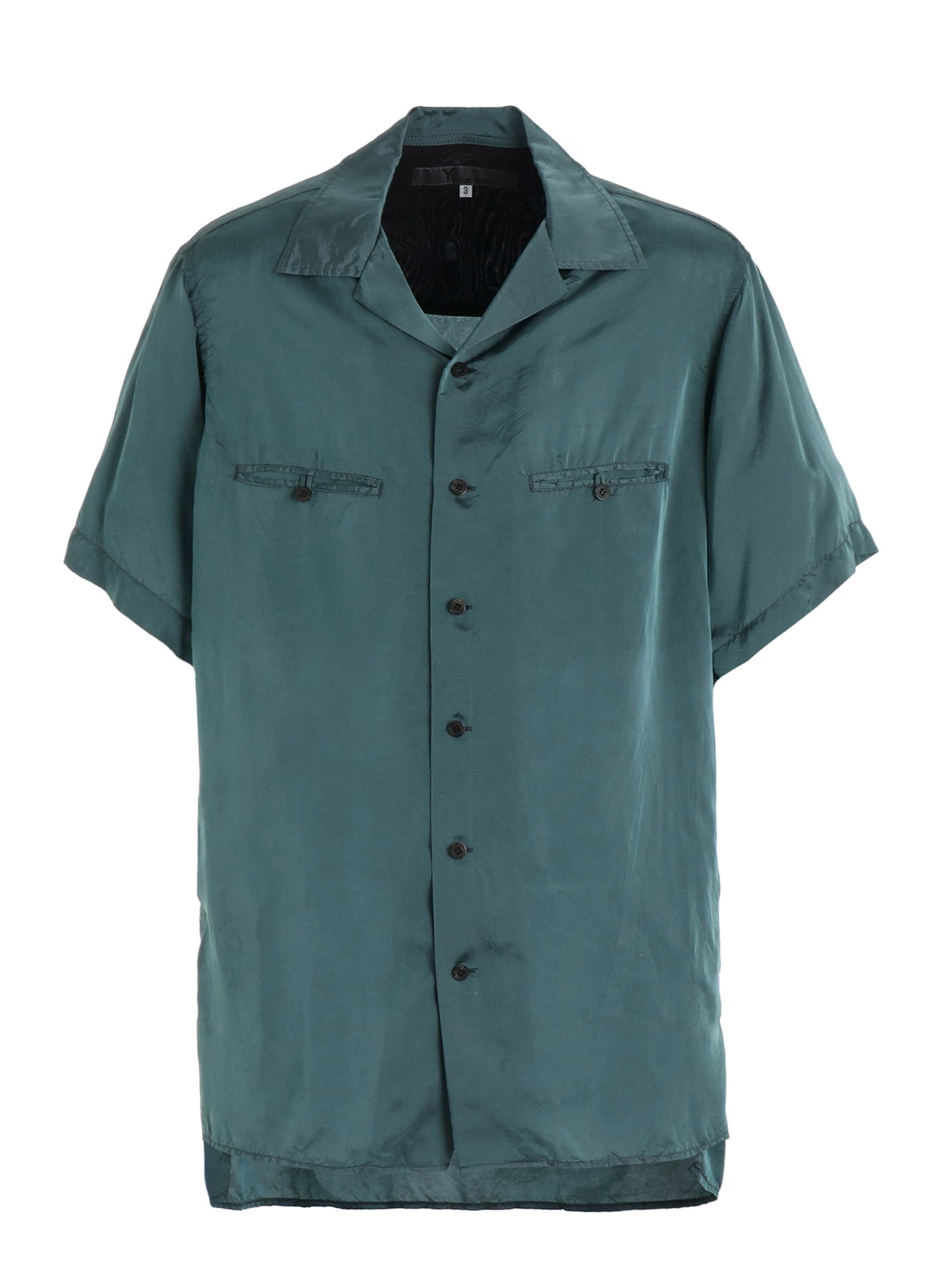 CHAIN STITCH OPEN-COLLAR SHORT SLEEVE SHIRT