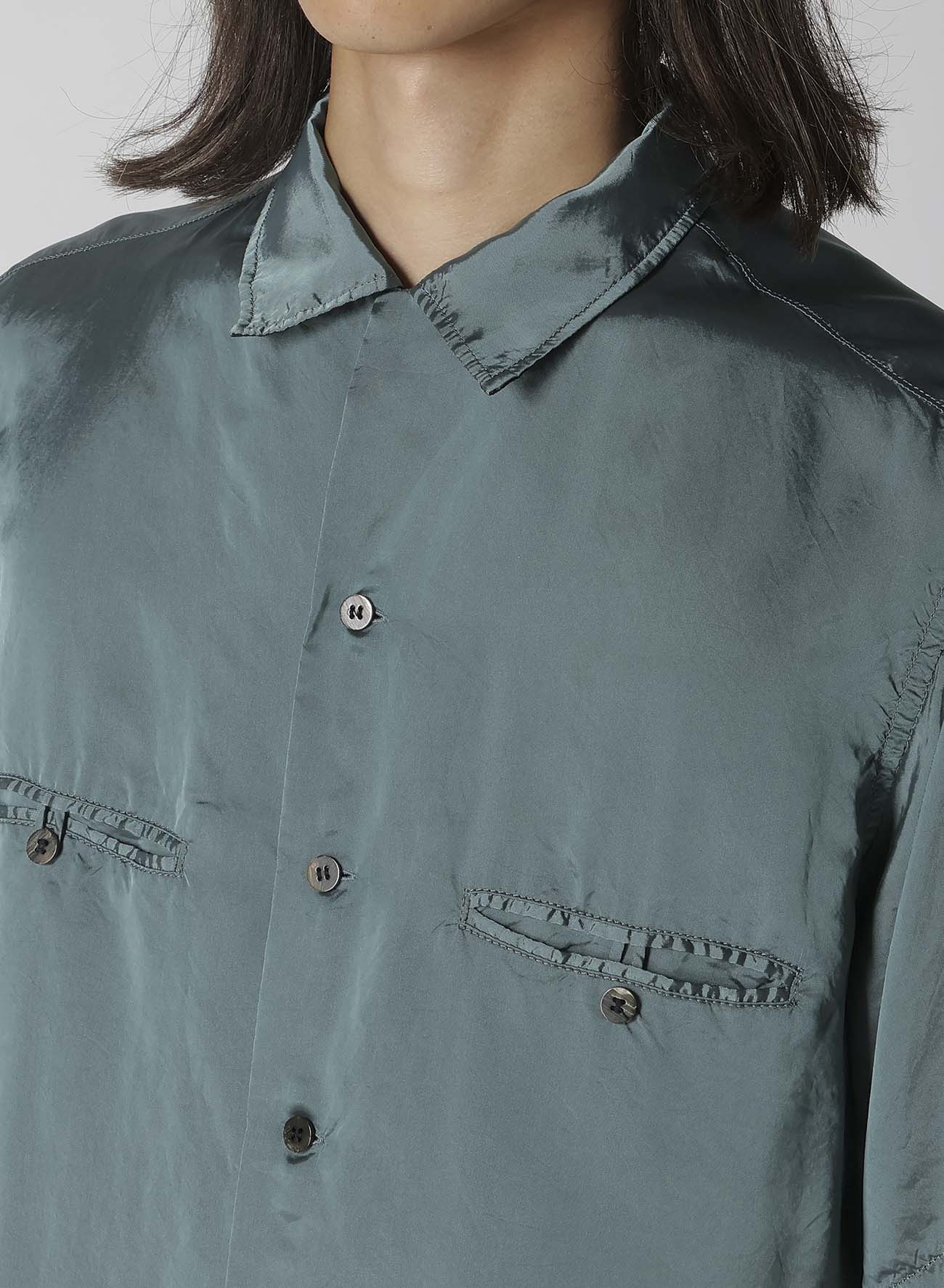 CHAIN STITCH OPEN-COLLAR SHORT SLEEVE SHIRT