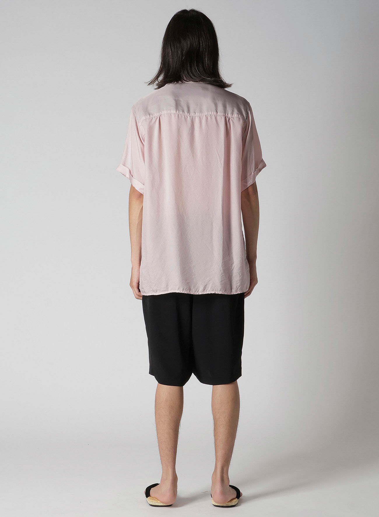 CHAIN STITCH OPEN-COLLAR SHORT SLEEVE SHIRT