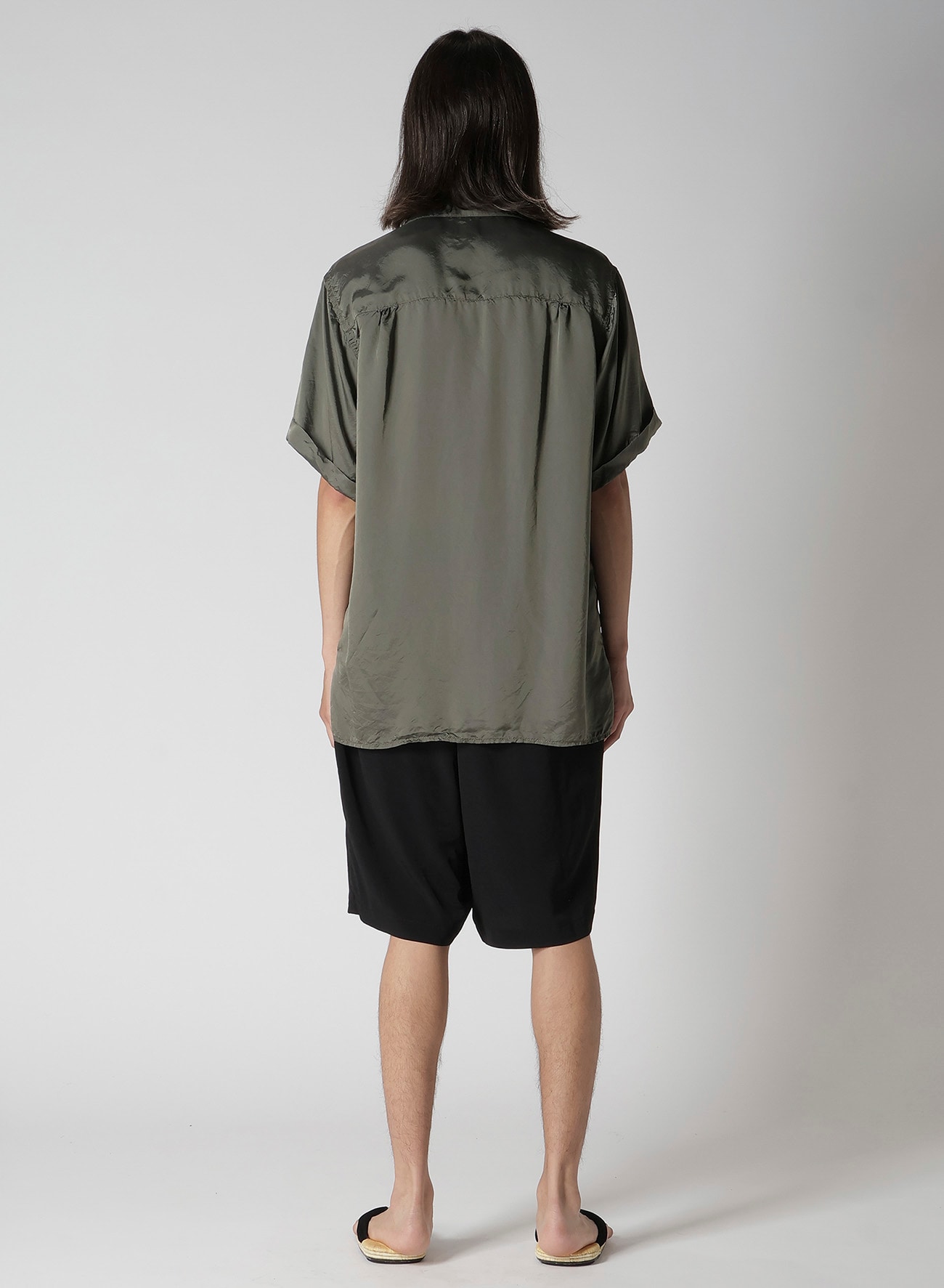 CHAIN STITCH OPEN-COLLAR SHORT SLEEVE SHIRT