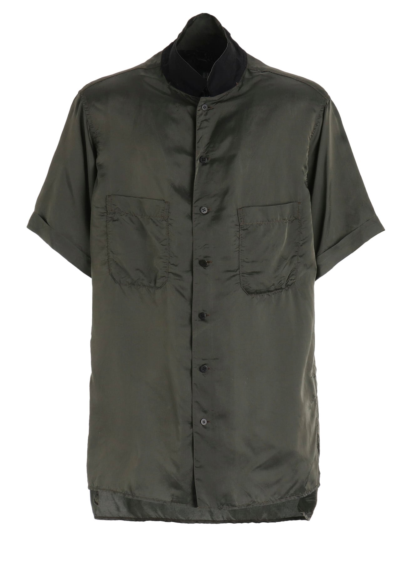 CHAIN STITCH OPEN-COLLAR SHORT SLEEVE SHIRT