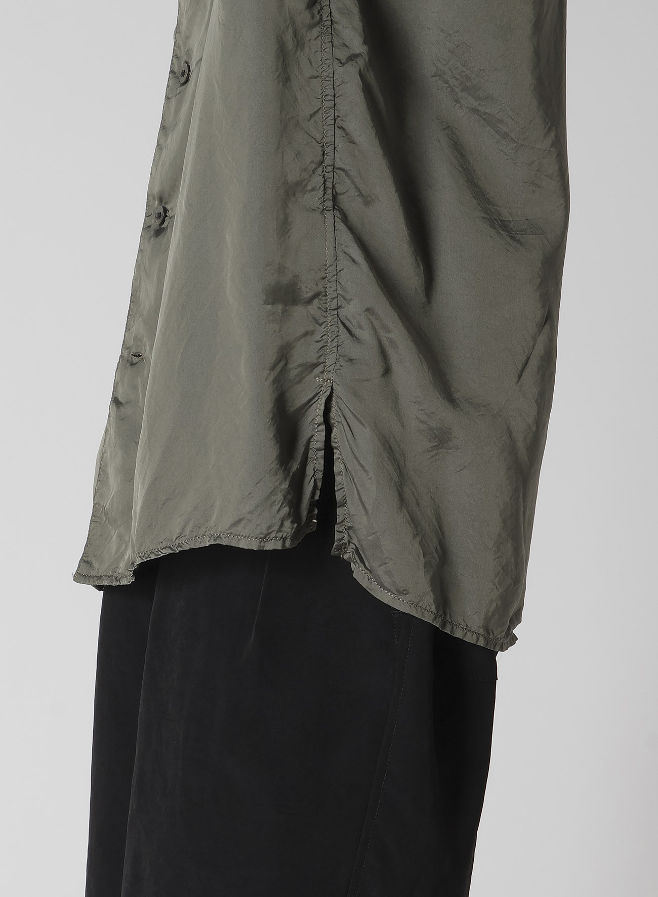 CHAIN STITCH OPEN-COLLAR SHORT SLEEVE SHIRT