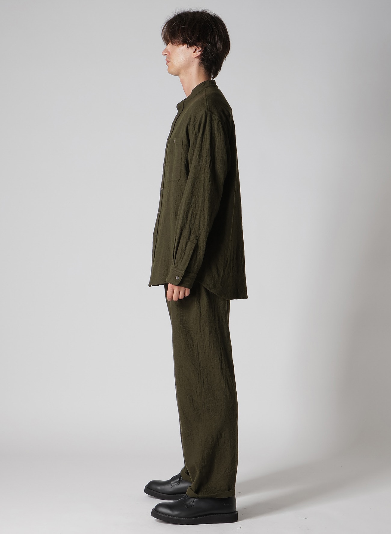 【Y's for men × MASSES】 SHRINK SERGE STAND COLLAR SHIRT