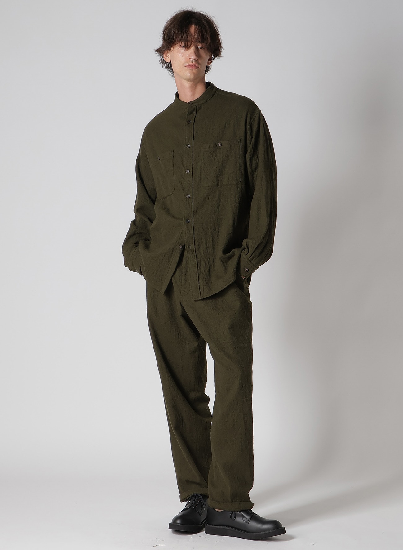 【Y's for men × MASSES】 SHRINK SERGE STAND COLLAR SHIRT