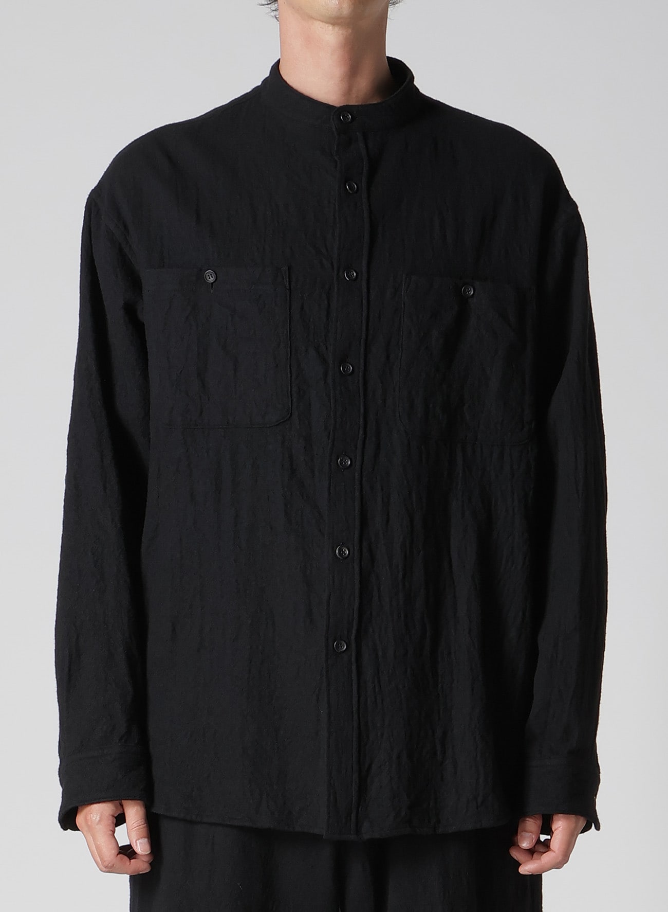 【Y's for men × MASSES】 SHRINK SERGE STAND COLLAR SHIRT