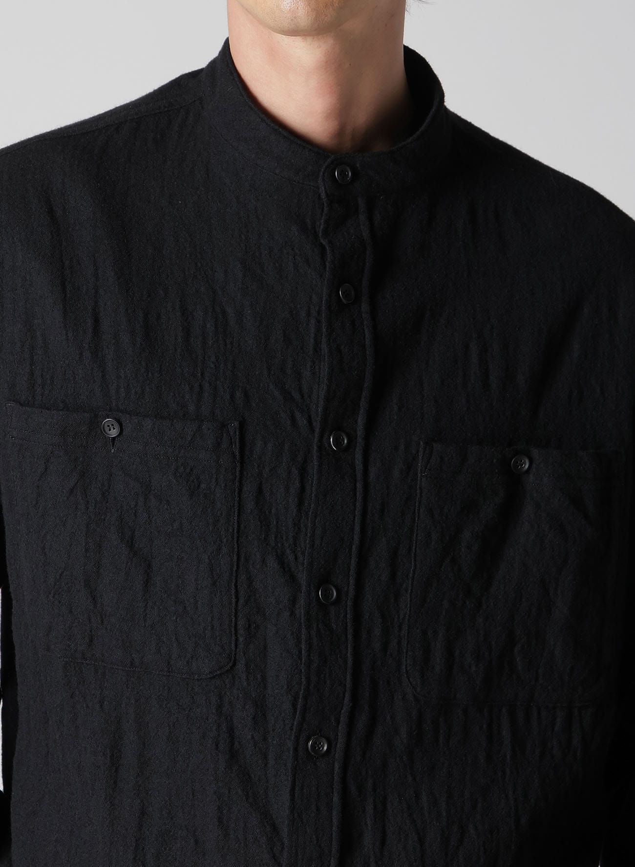 【Y's for men × MASSES】 SHRINK SERGE STAND COLLAR SHIRT