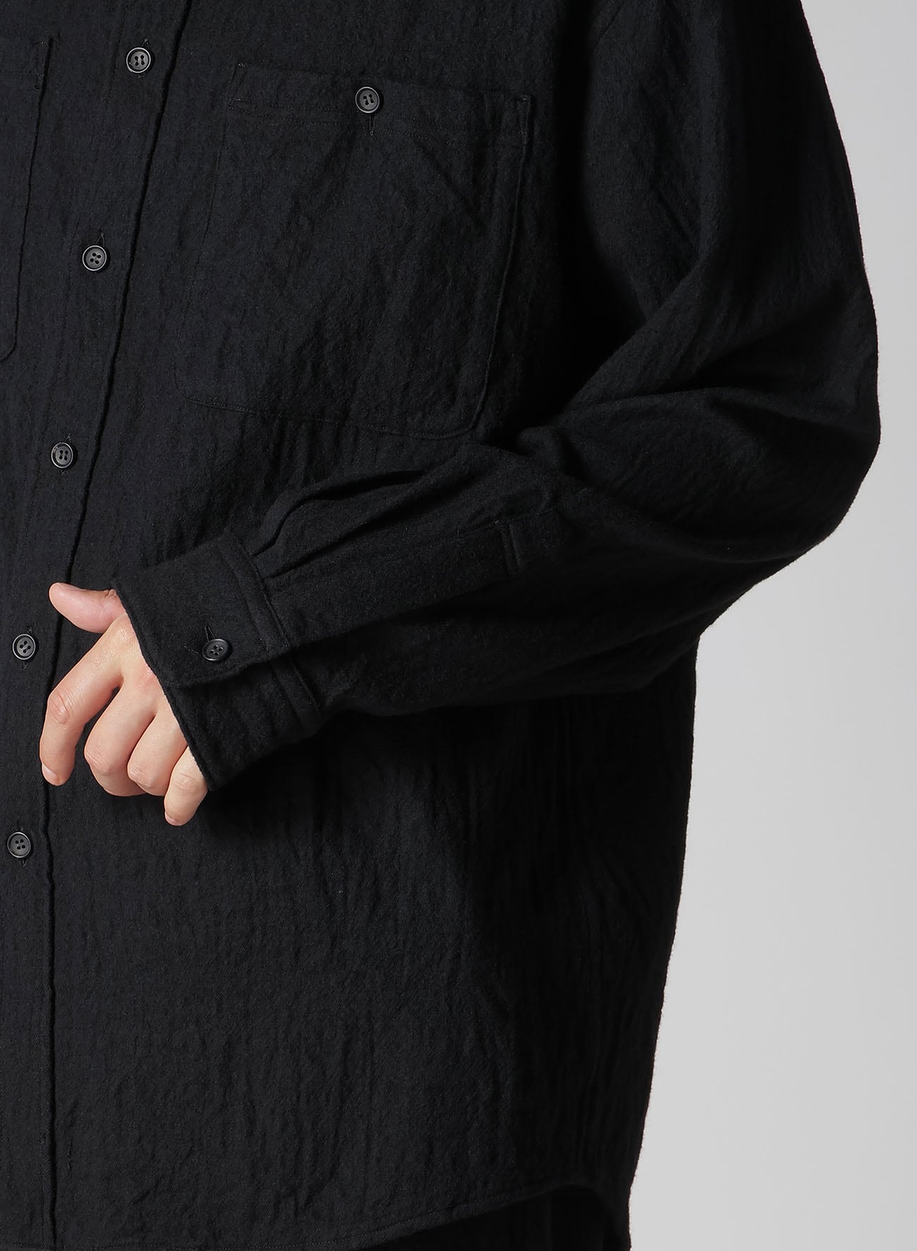 【Y's for men × MASSES】 SHRINK SERGE STAND COLLAR SHIRT