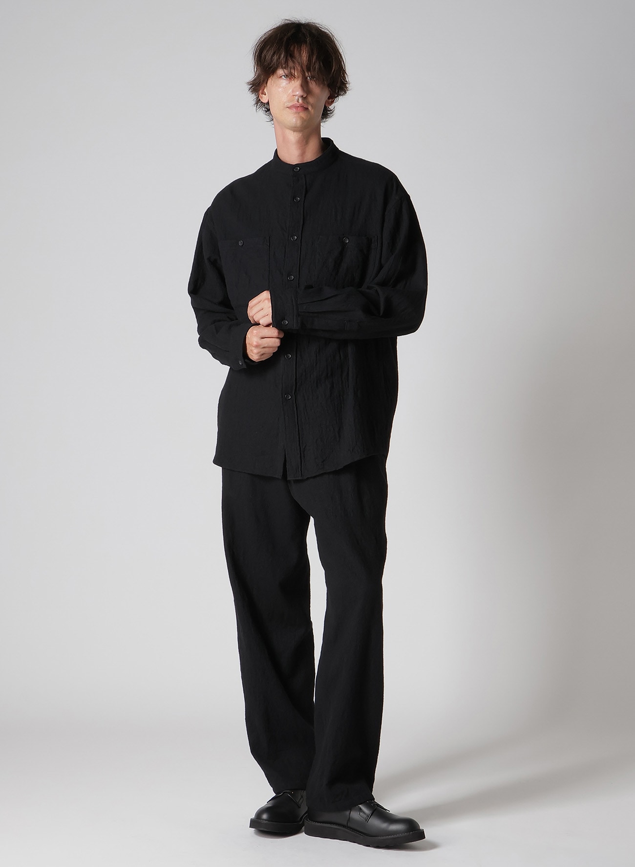 【Y's for men × MASSES】 SHRINK SERGE STAND COLLAR SHIRT