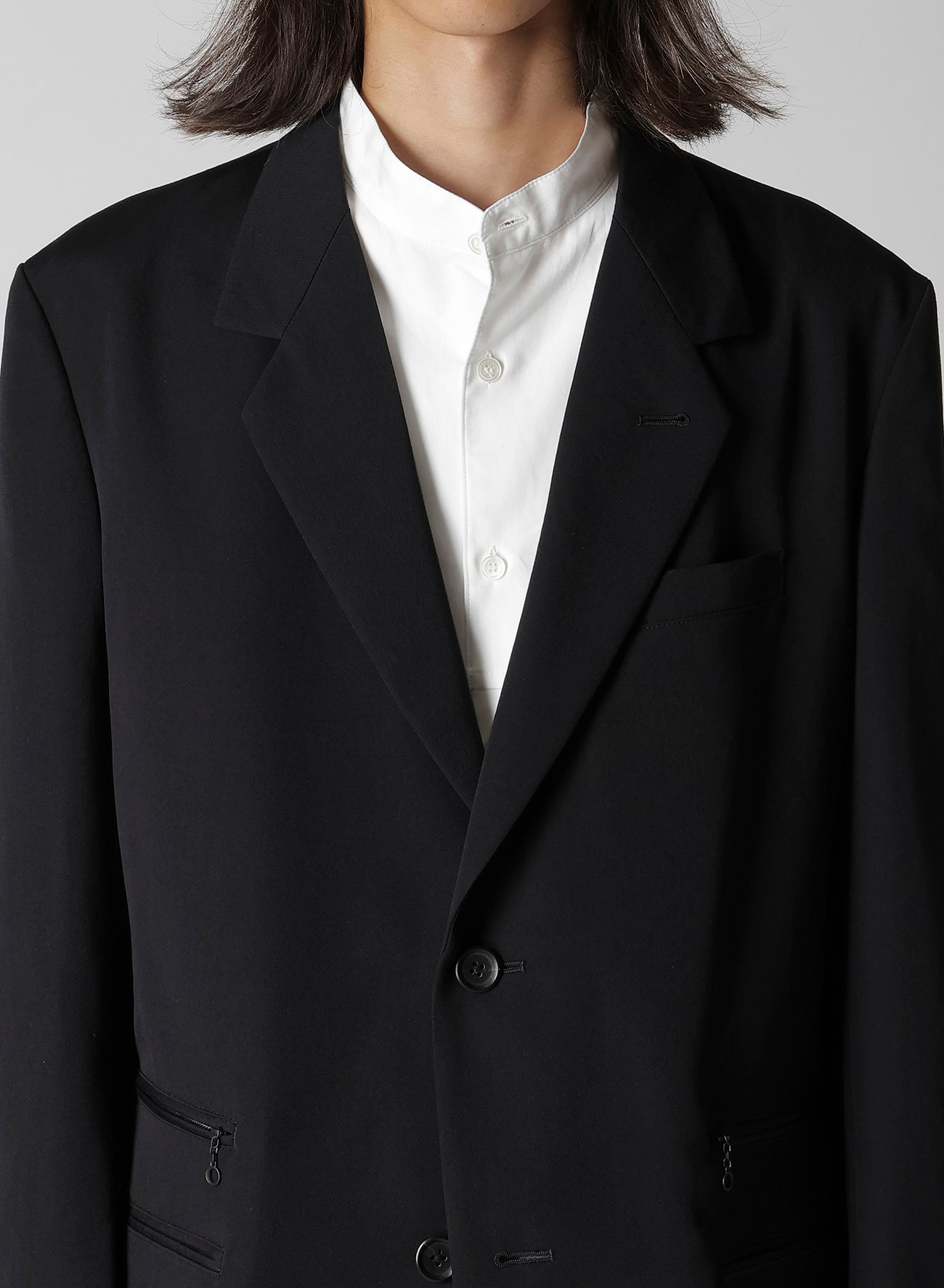 WOOL GABARDINE LEFT AND RIGHT CHANGE POCKET JACKET