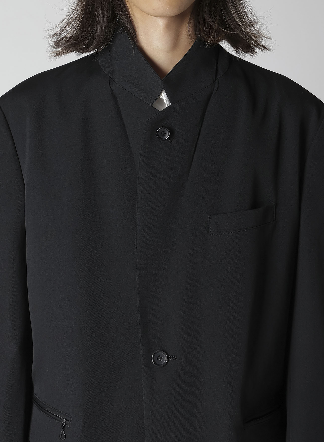 WOOL GABARDINE LEFT AND RIGHT CHANGE POCKET JACKET