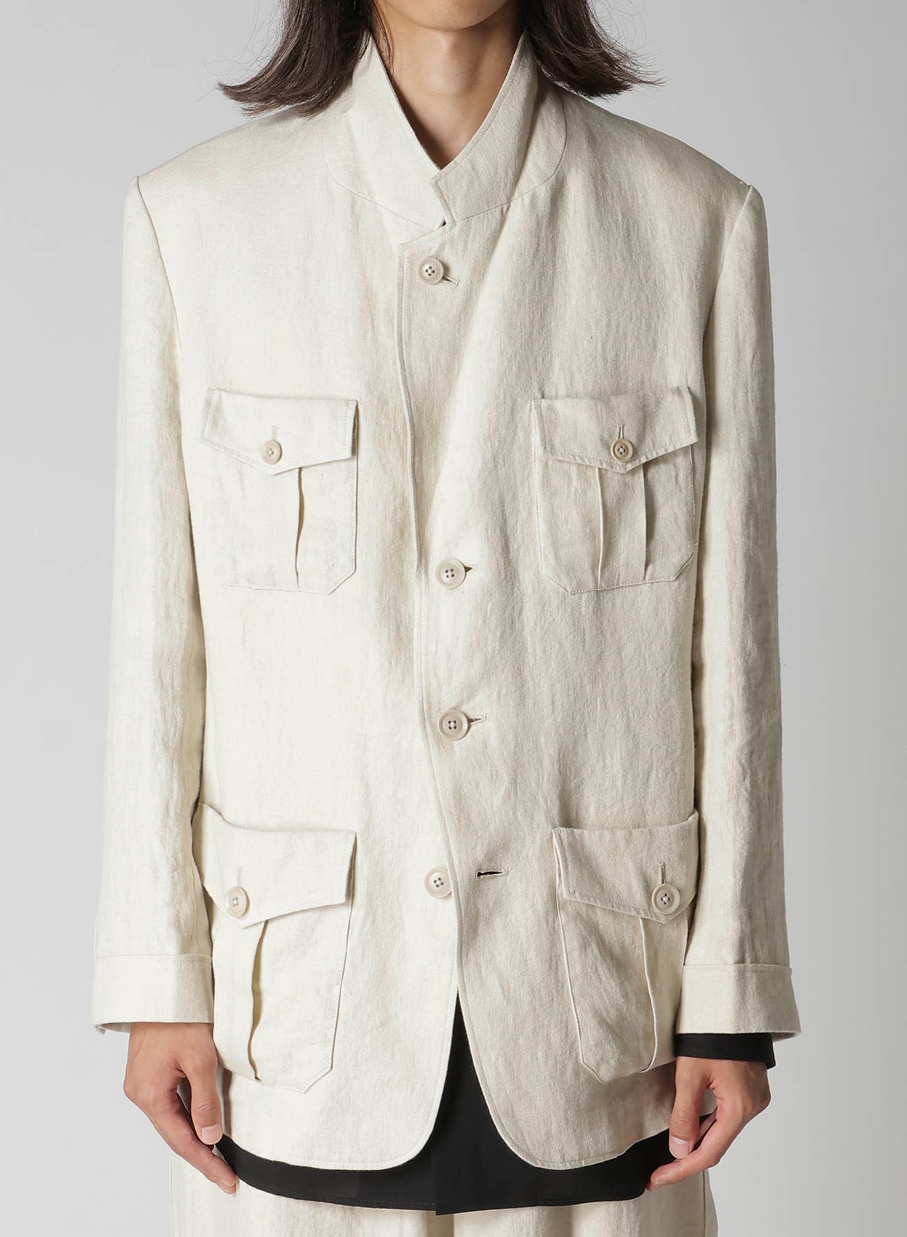 UN-DYED LINEN TWILL 4 POCKETS JACKET