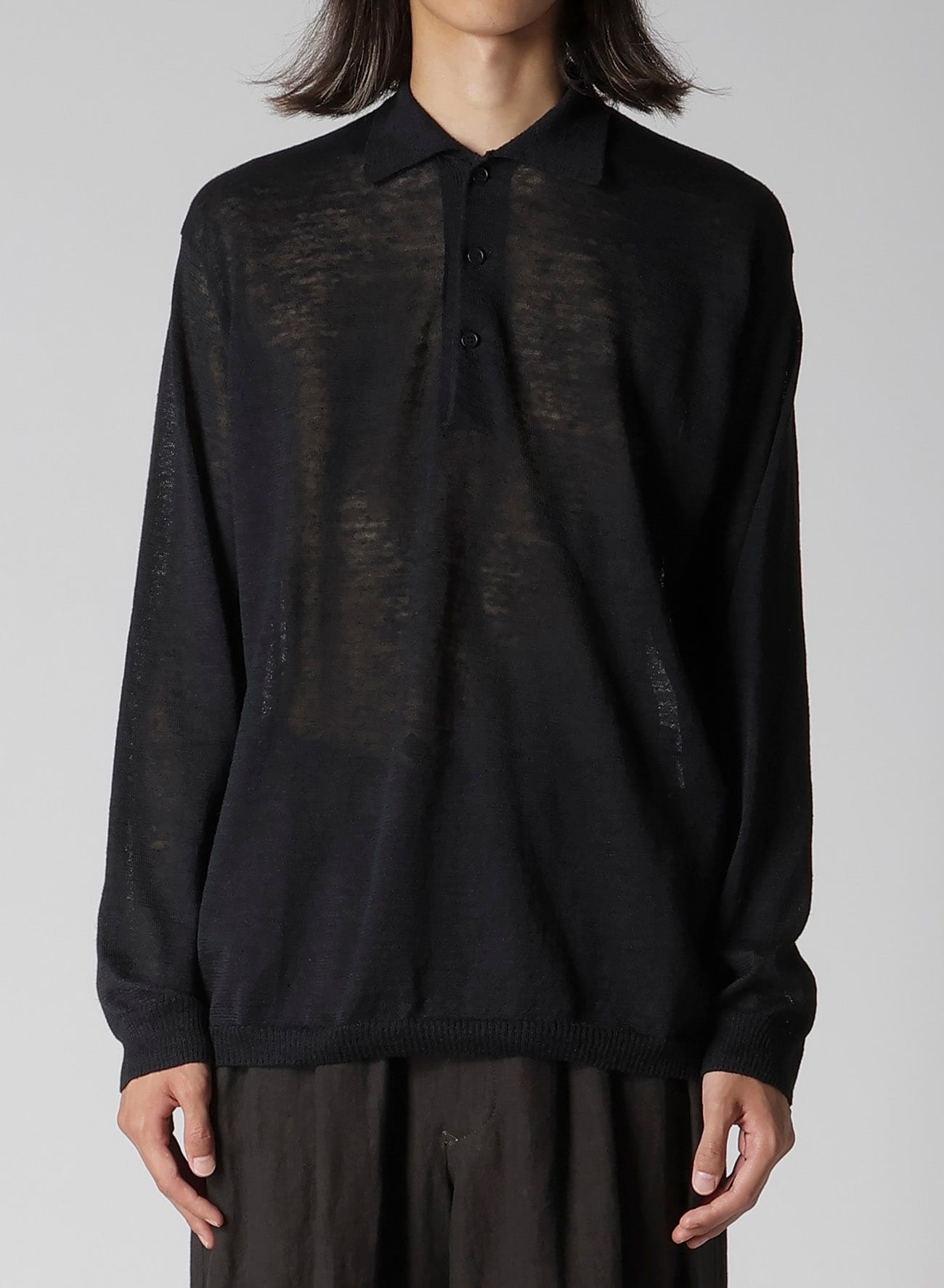 12G1PLY PLAIN STITCH POLO COLLAR PULLOVER