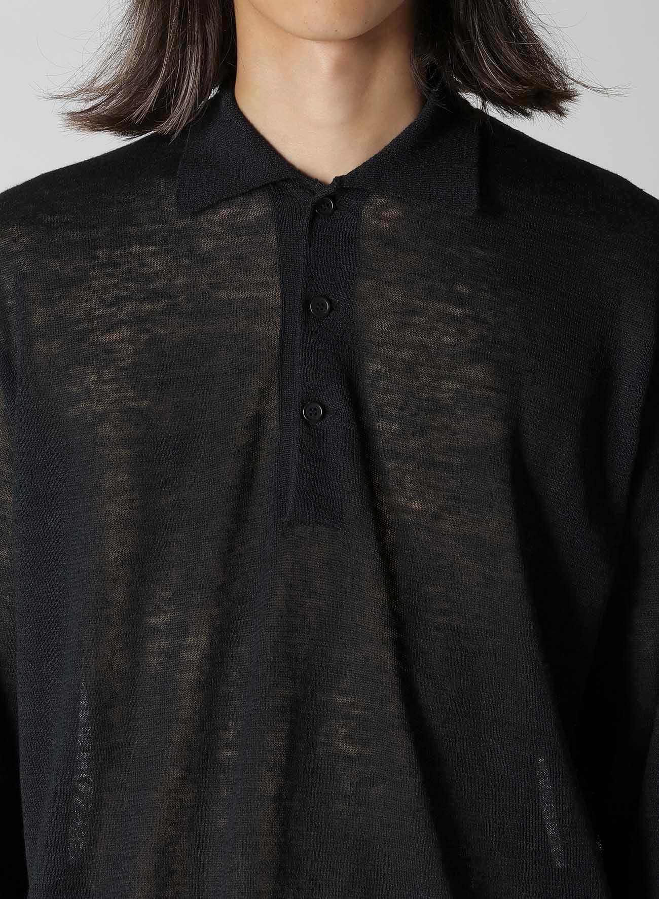 12G1PLY PLAIN STITCH POLO COLLAR PULLOVER