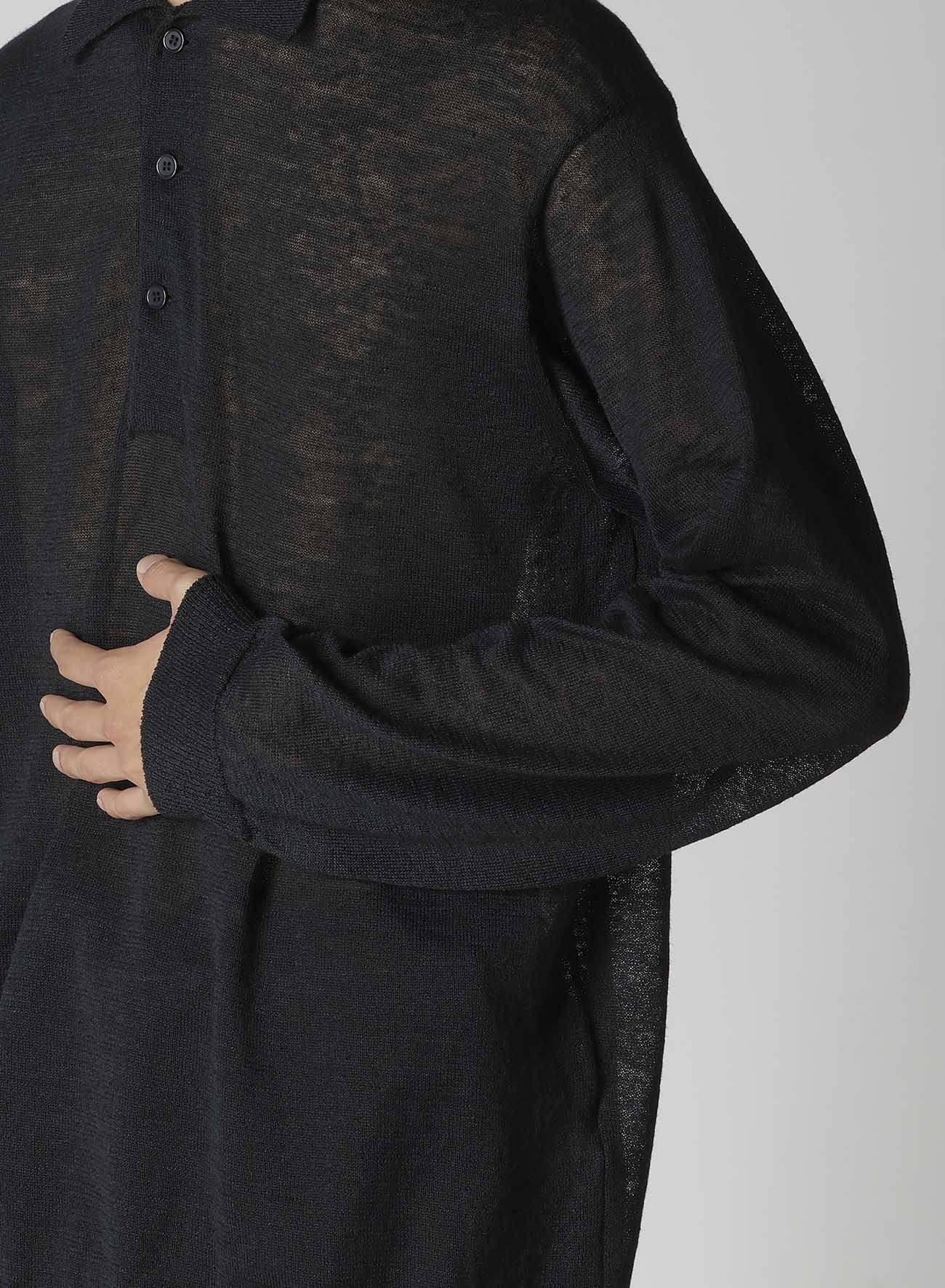 12G1PLY PLAIN STITCH POLO COLLAR PULLOVER