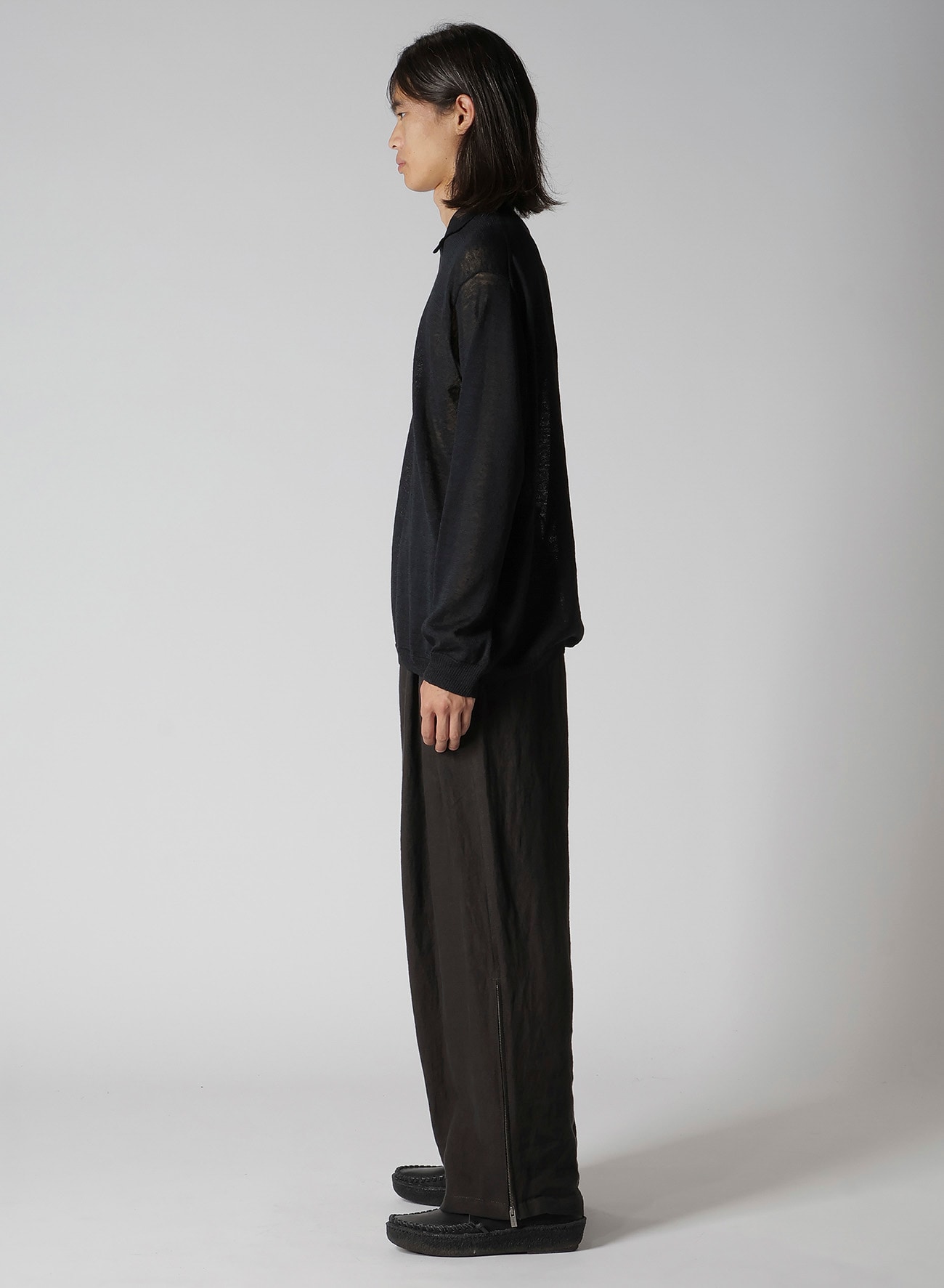 12G1PLY PLAIN STITCH POLO COLLAR PULLOVER