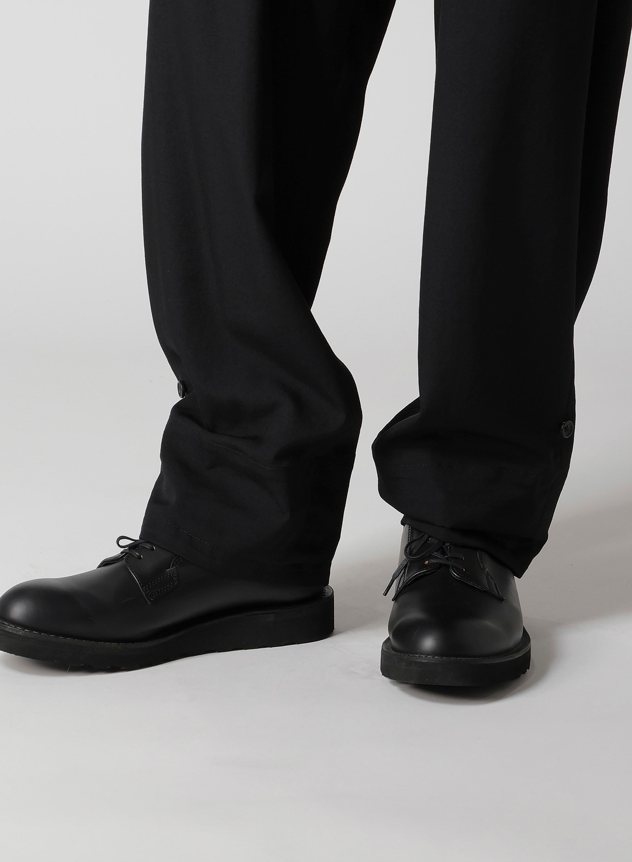 WOOL GABARDINE HEM TAB PANTS