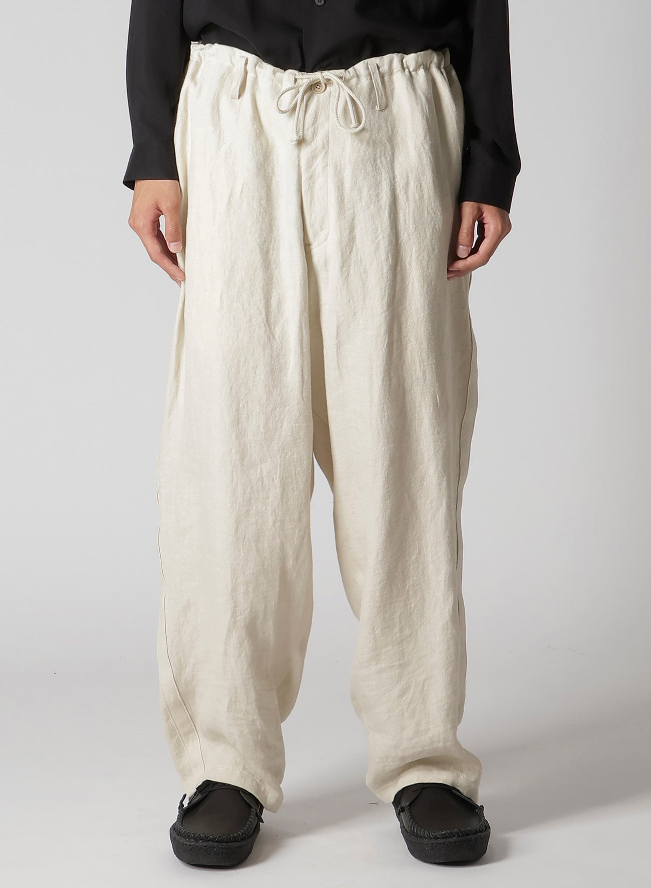 UN-DYED LINEN TWILL SIDE TAPE PANTS