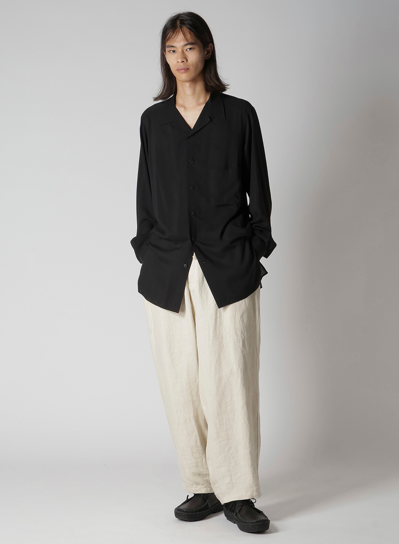 UN-DYED LINEN TWILL SIDE TAPE PANTS