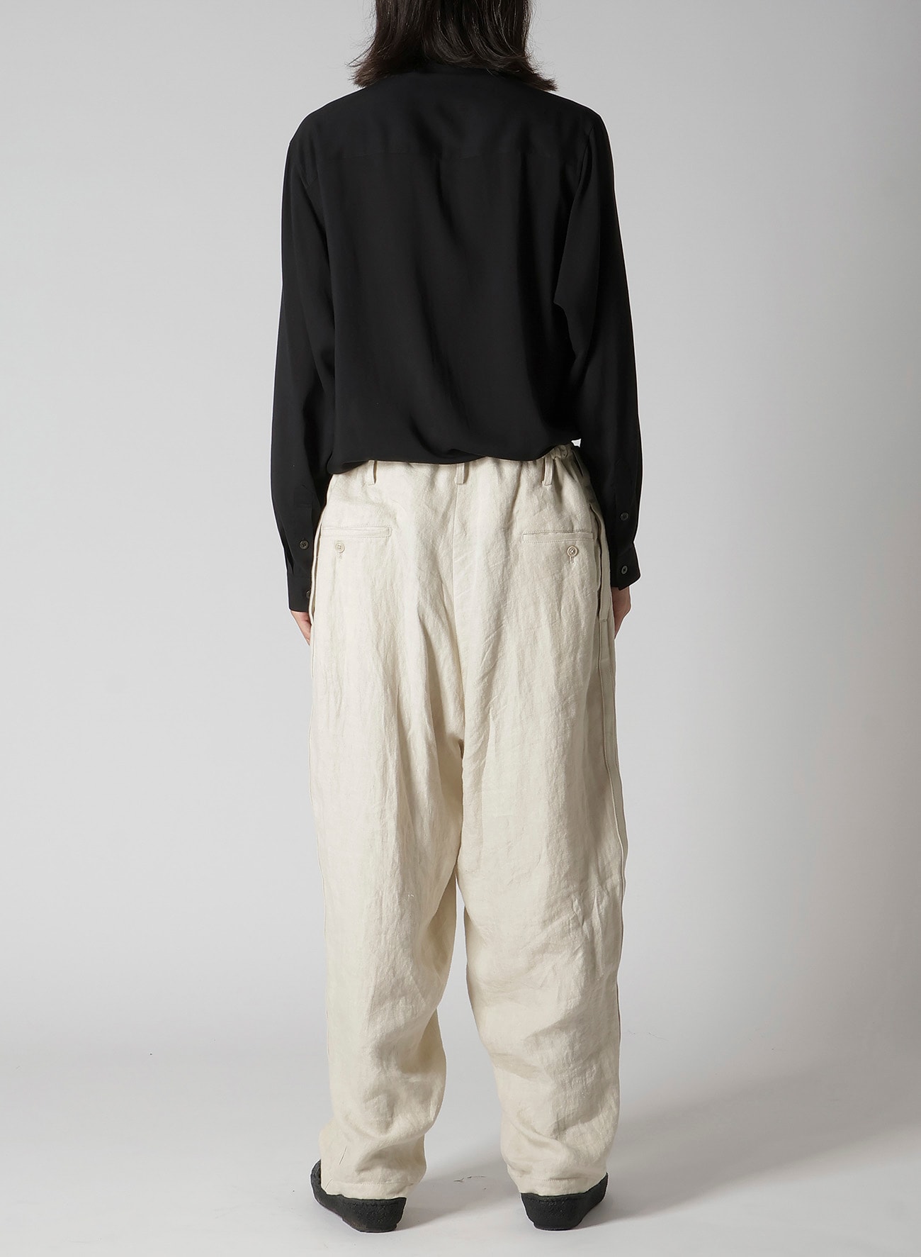 UN-DYED LINEN TWILL SIDE TAPE PANTS