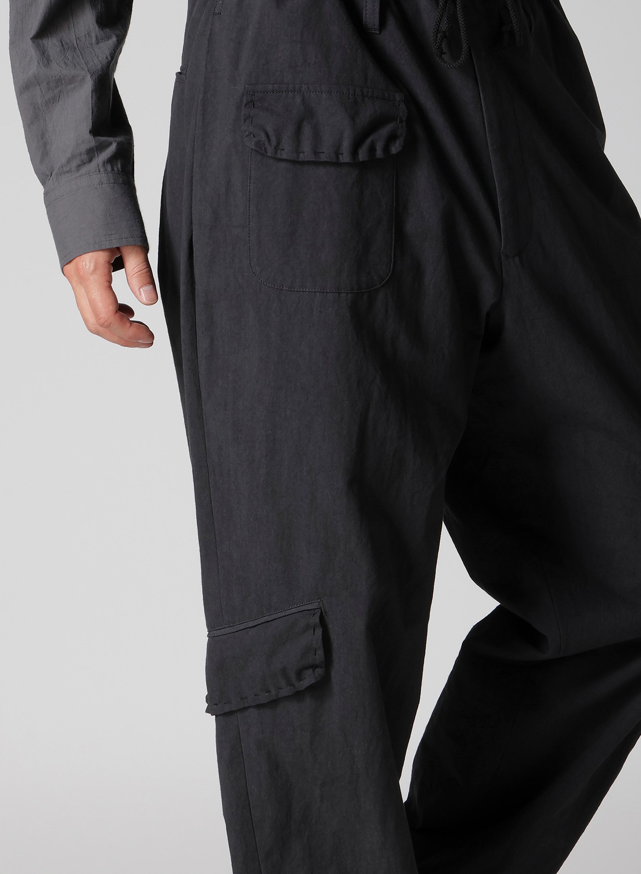 HAND STITCH SIDE TUCK STRING PANTS