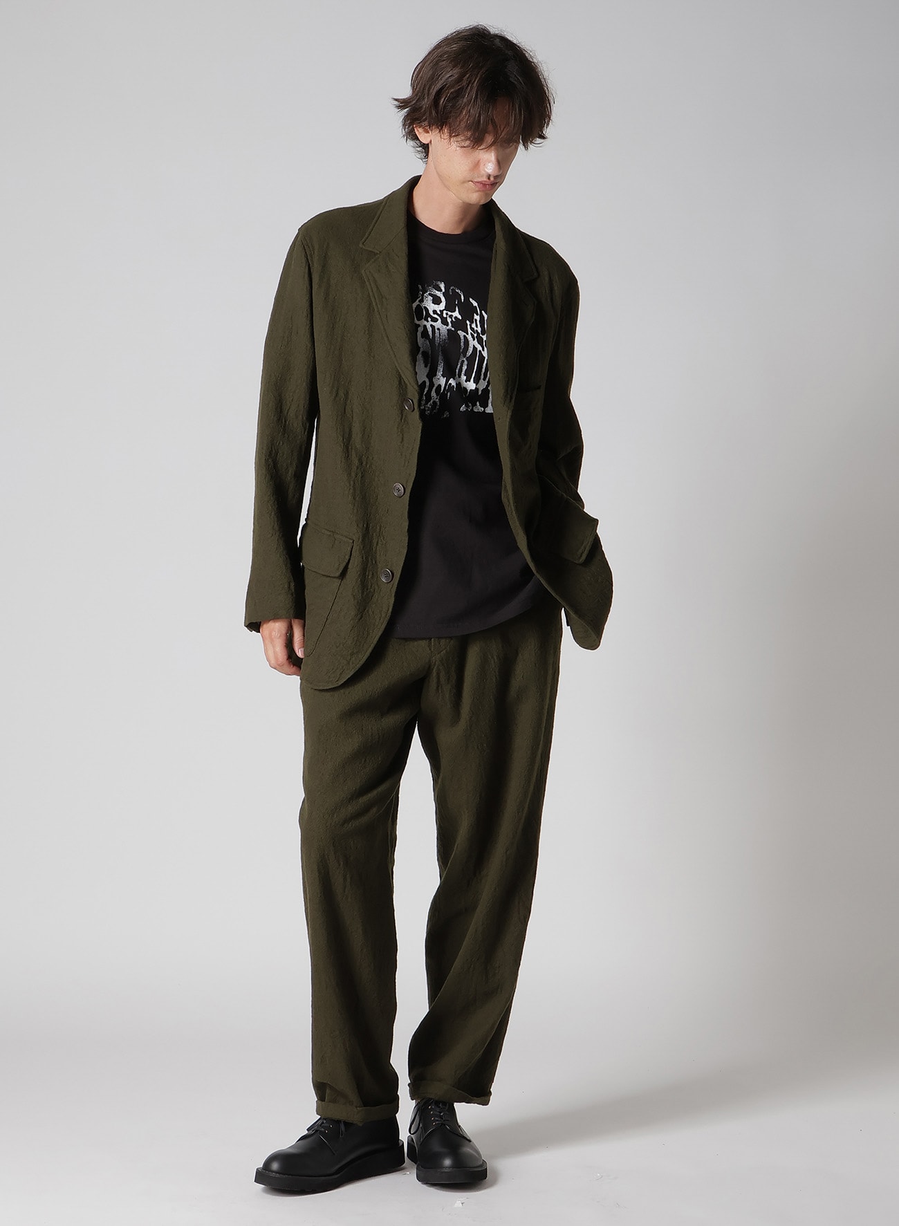 【Y's for men × MASSES】 SHRINK SERGE SIDE ELASTIC PANTS