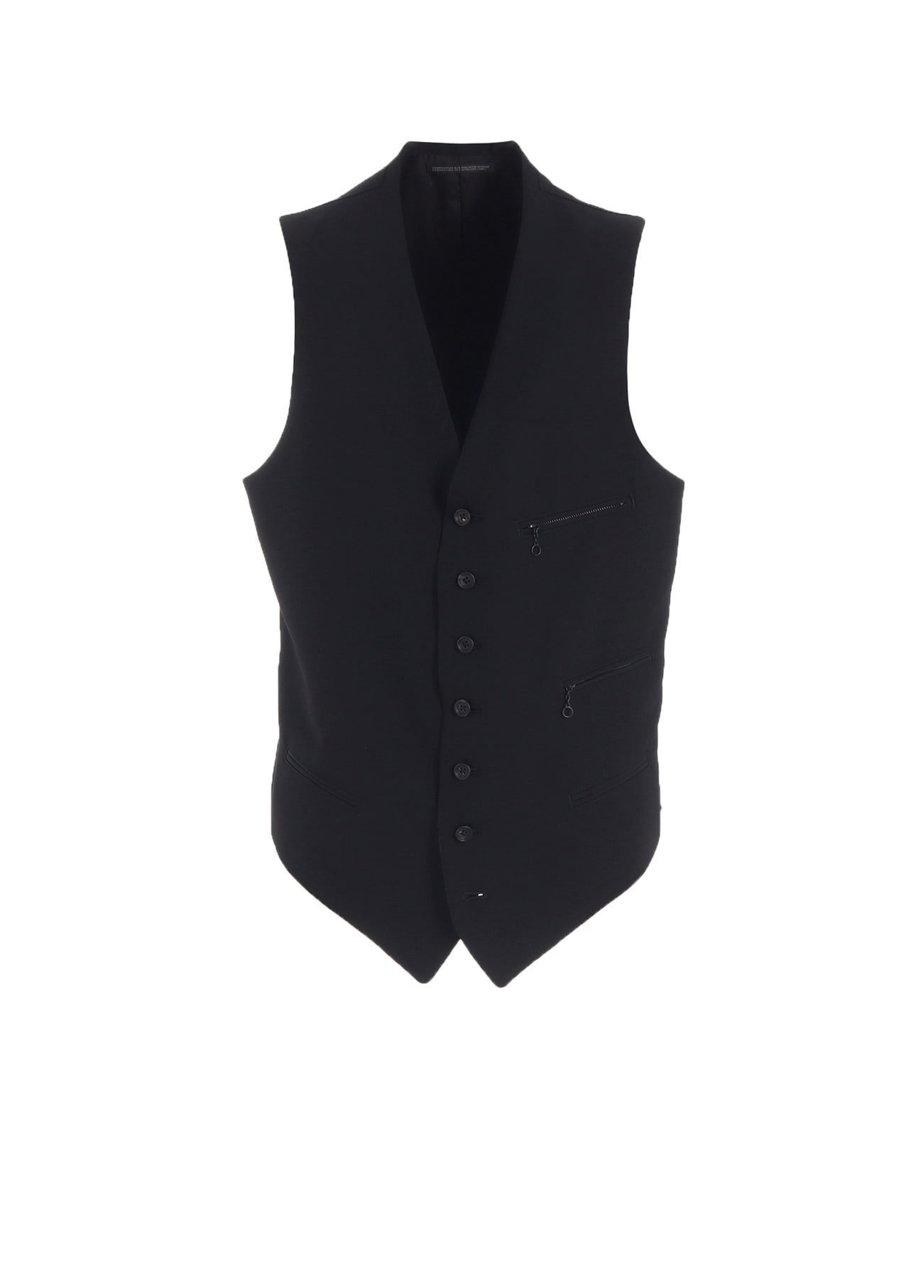 WOOL GABARDINE ZIP POCKET VEST