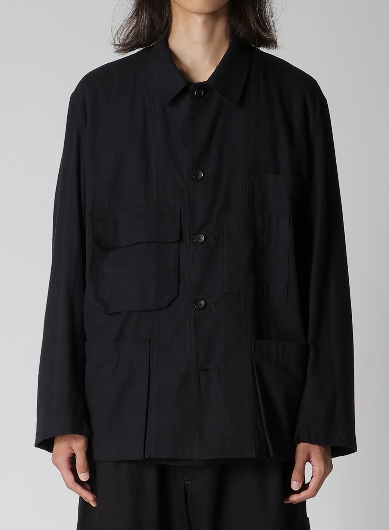 COTTON FLANNEL CHAIN STITCH BLOUSON(S Black): Y's for men｜THE