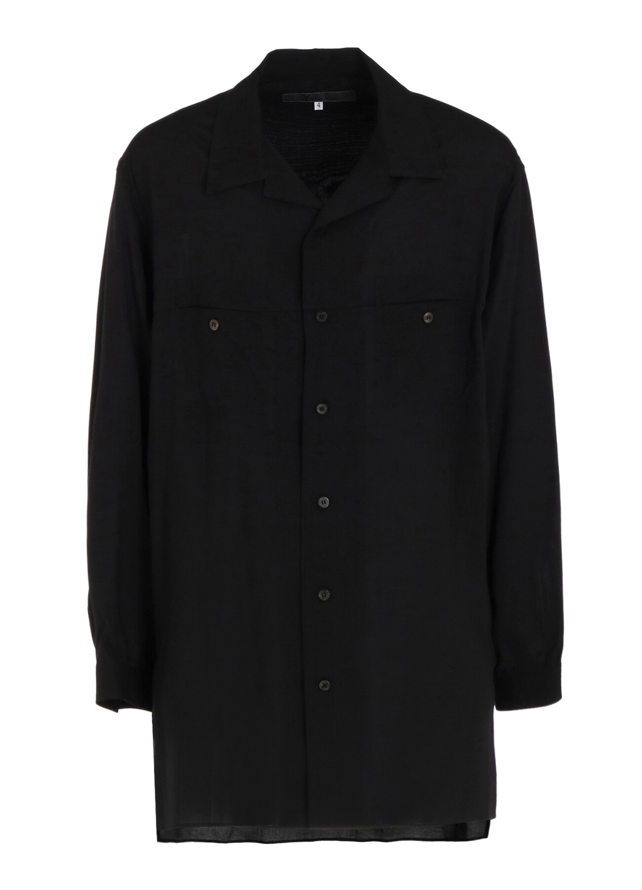 CELLULOSE LAWN PANEL OPEN-COLLAR SHIRT