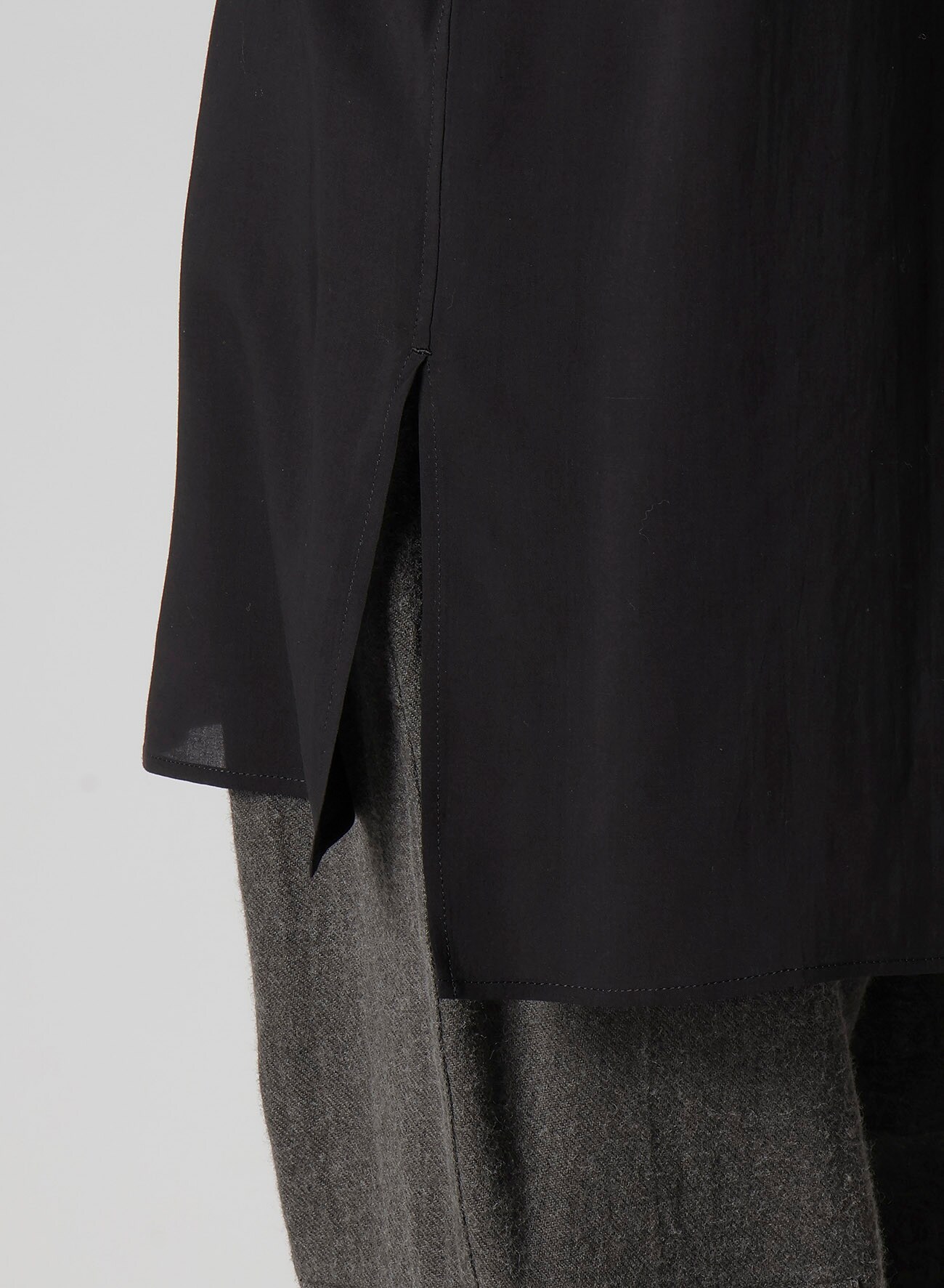 CELLULOSE LAWN PANEL OPEN-COLLAR SHIRT