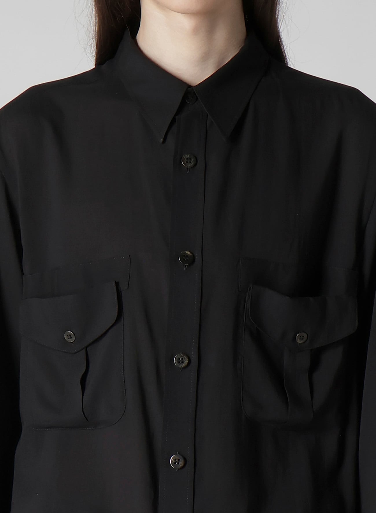 CELLULOSE LAWN DOUBLE-POCKET SHIRT