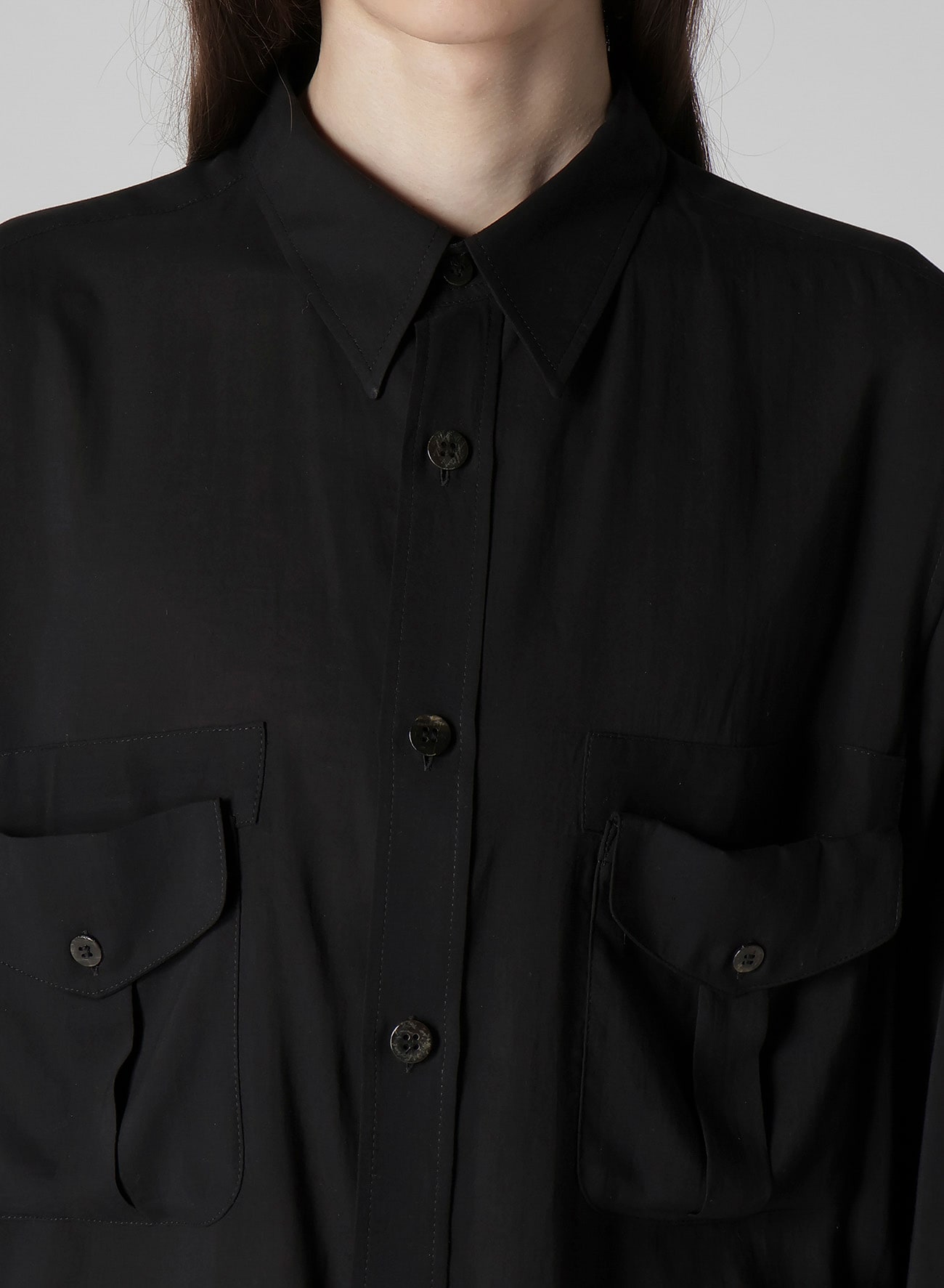 CELLULOSE LAWN DOUBLE-POCKET SHIRT