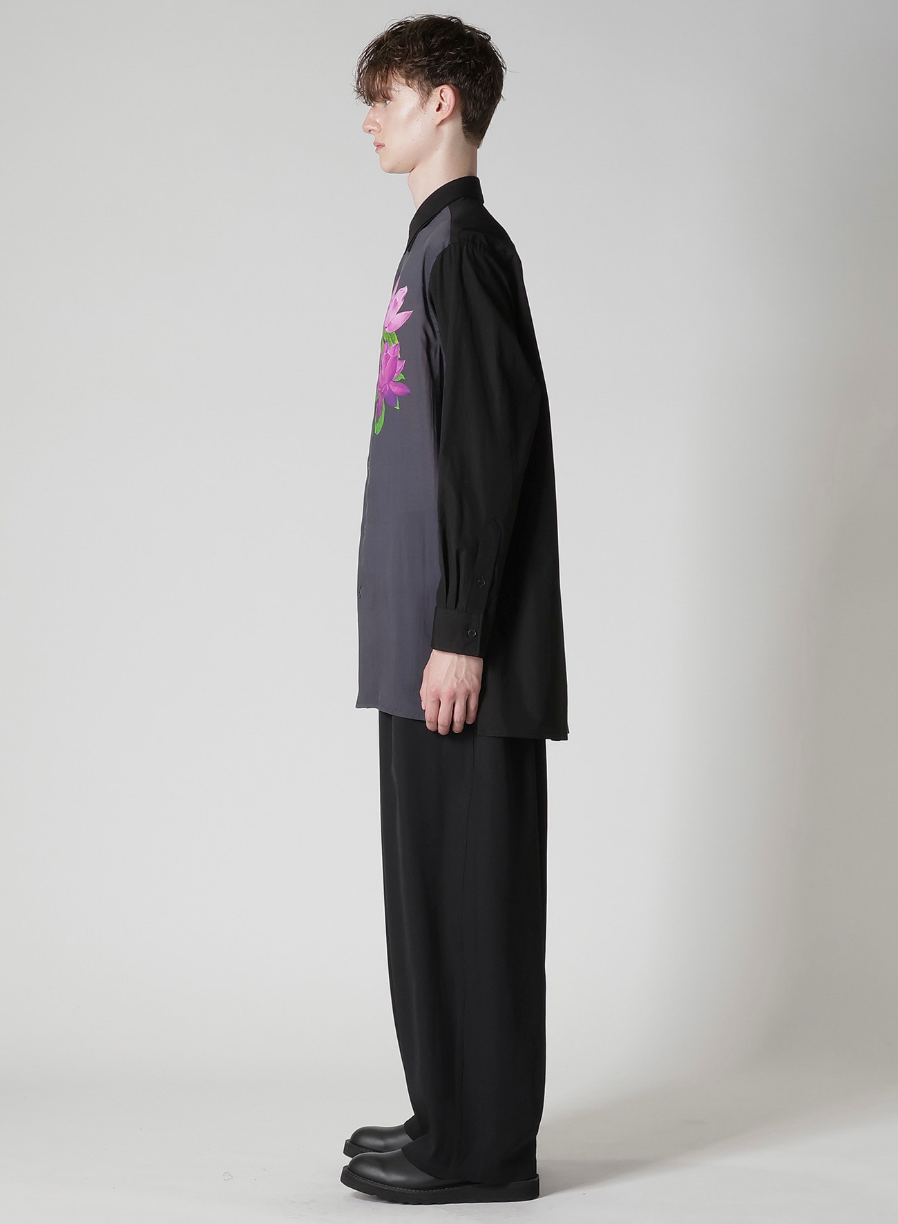 DOUBLE-COLLAR SHIRT IN BROAD AND CELLULOSE GRAY LOTUS