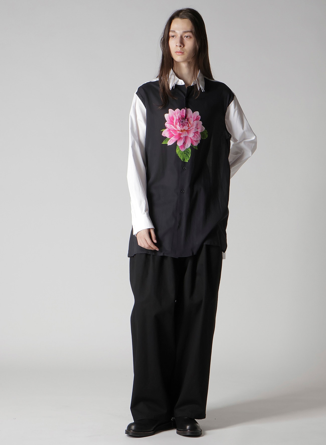 TRIPLE COLLAR SHIRT IN BROAD AND CELLULOSE PINK FLOWER