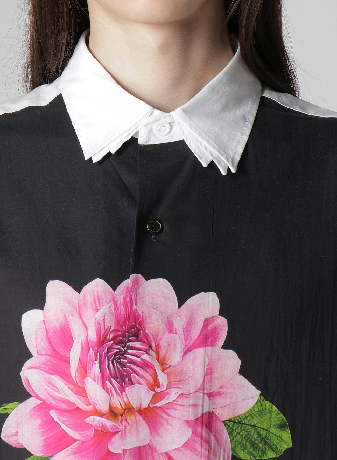 TRIPLE COLLAR SHIRT IN BROAD AND CELLULOSE PINK FLOWER