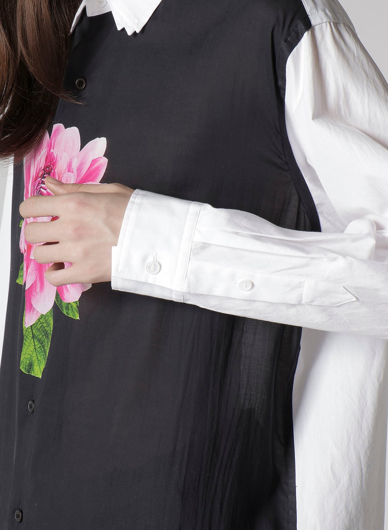 TRIPLE COLLAR SHIRT IN BROAD AND CELLULOSE PINK FLOWER