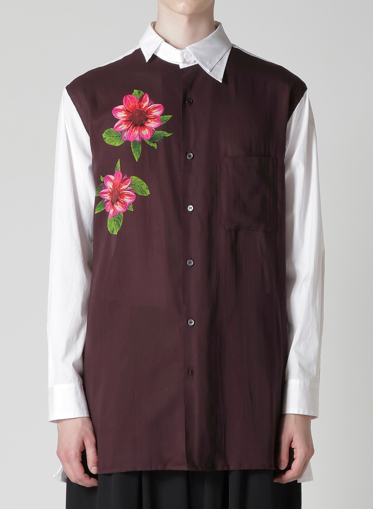 OVERSIZED SILHOUETTE SHIRT IN BROAD AND CELLULOSE TWO FLOWERS