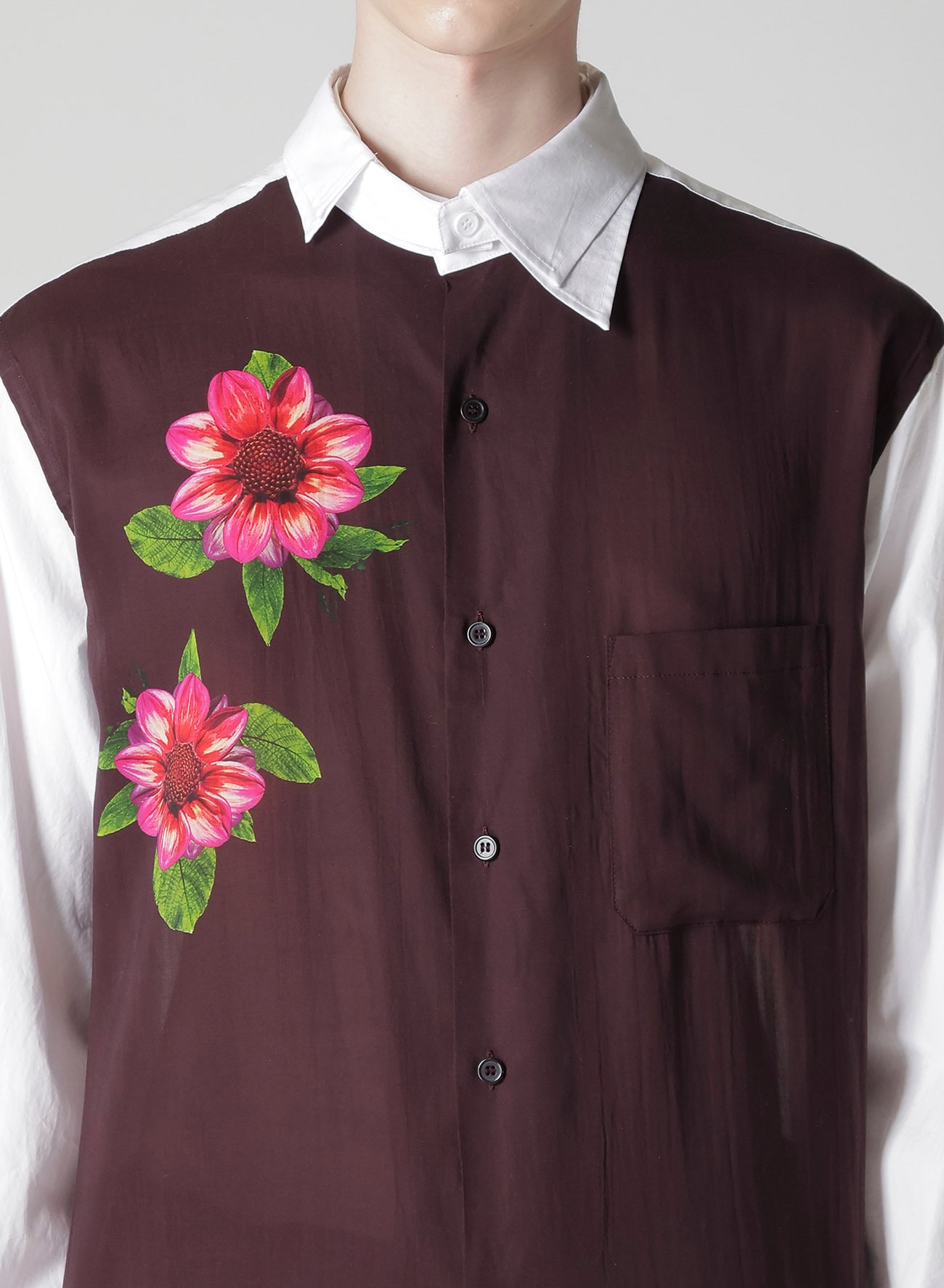 OVERSIZED SILHOUETTE SHIRT IN BROAD AND CELLULOSE TWO FLOWERS