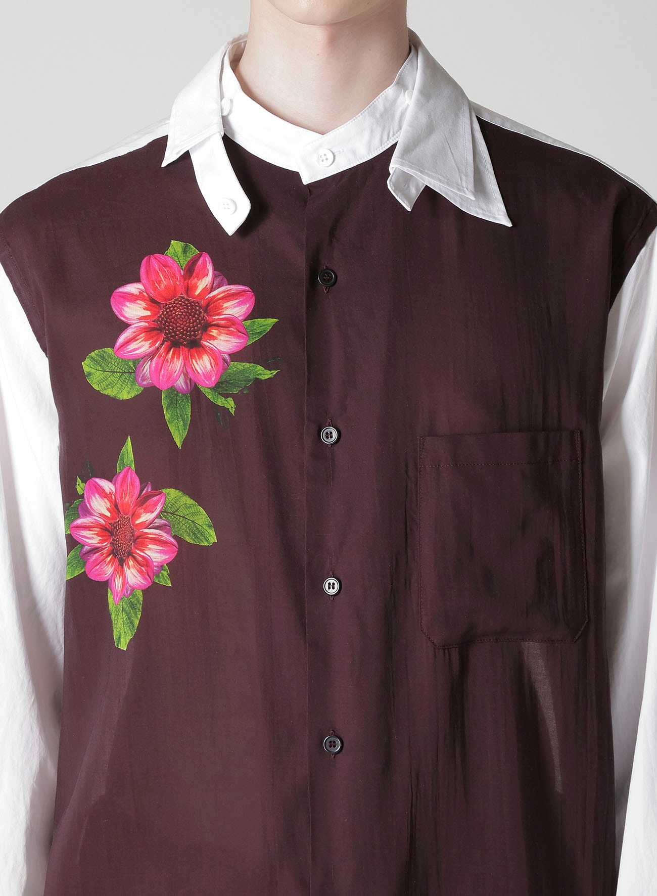 OVERSIZED SILHOUETTE SHIRT IN BROAD AND CELLULOSE TWO FLOWERS