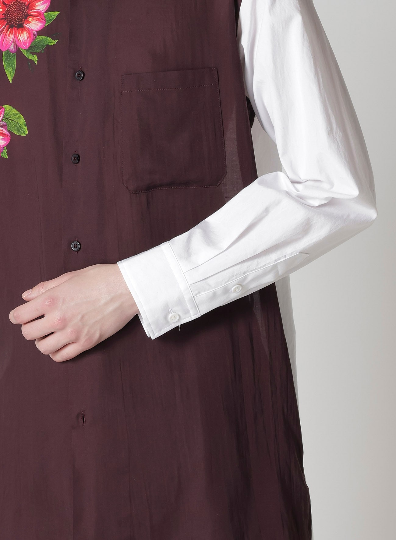OVERSIZED SILHOUETTE SHIRT IN BROAD AND CELLULOSE TWO FLOWERS