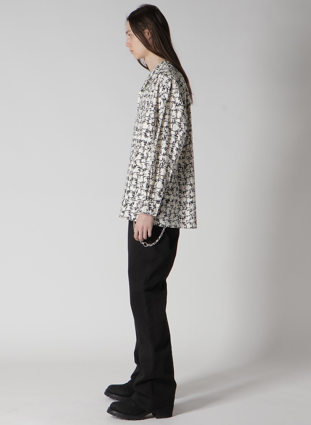 【Y's for men × MASSES】COTTON PIGMENT PRINT OPEN COLLAR SHIRT
