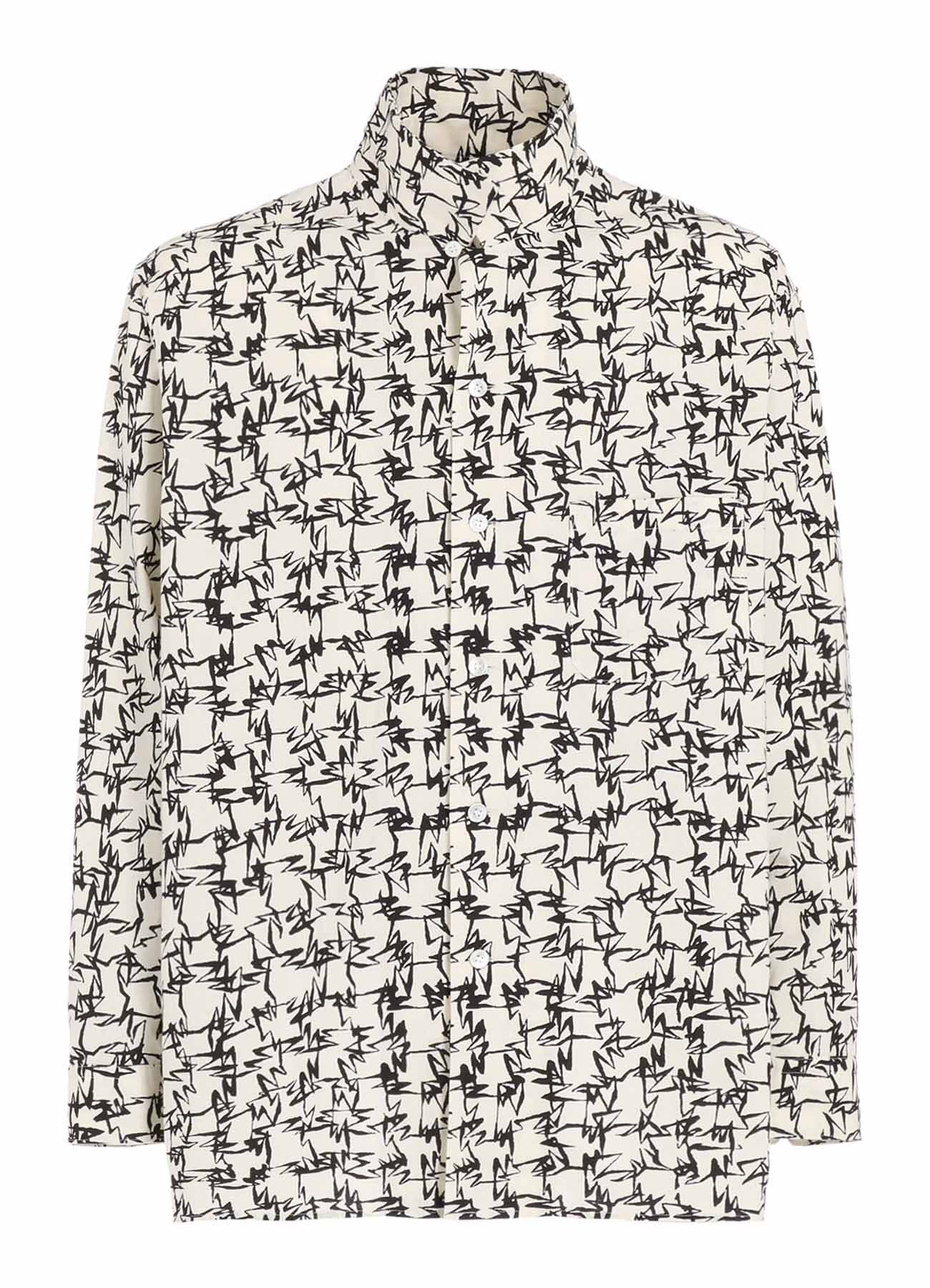 【Y's for men × MASSES】COTTON PIGMENT PRINT OPEN COLLAR SHIRT