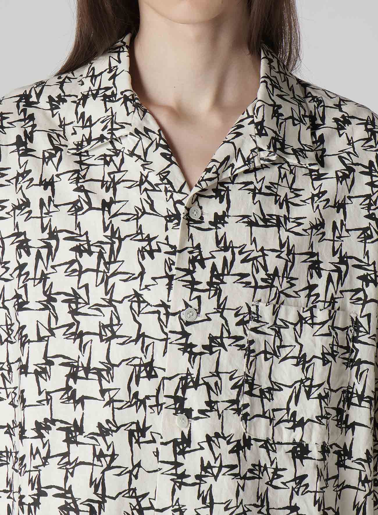 【Y's for men × MASSES】COTTON PIGMENT PRINT OPEN COLLAR SHIRT