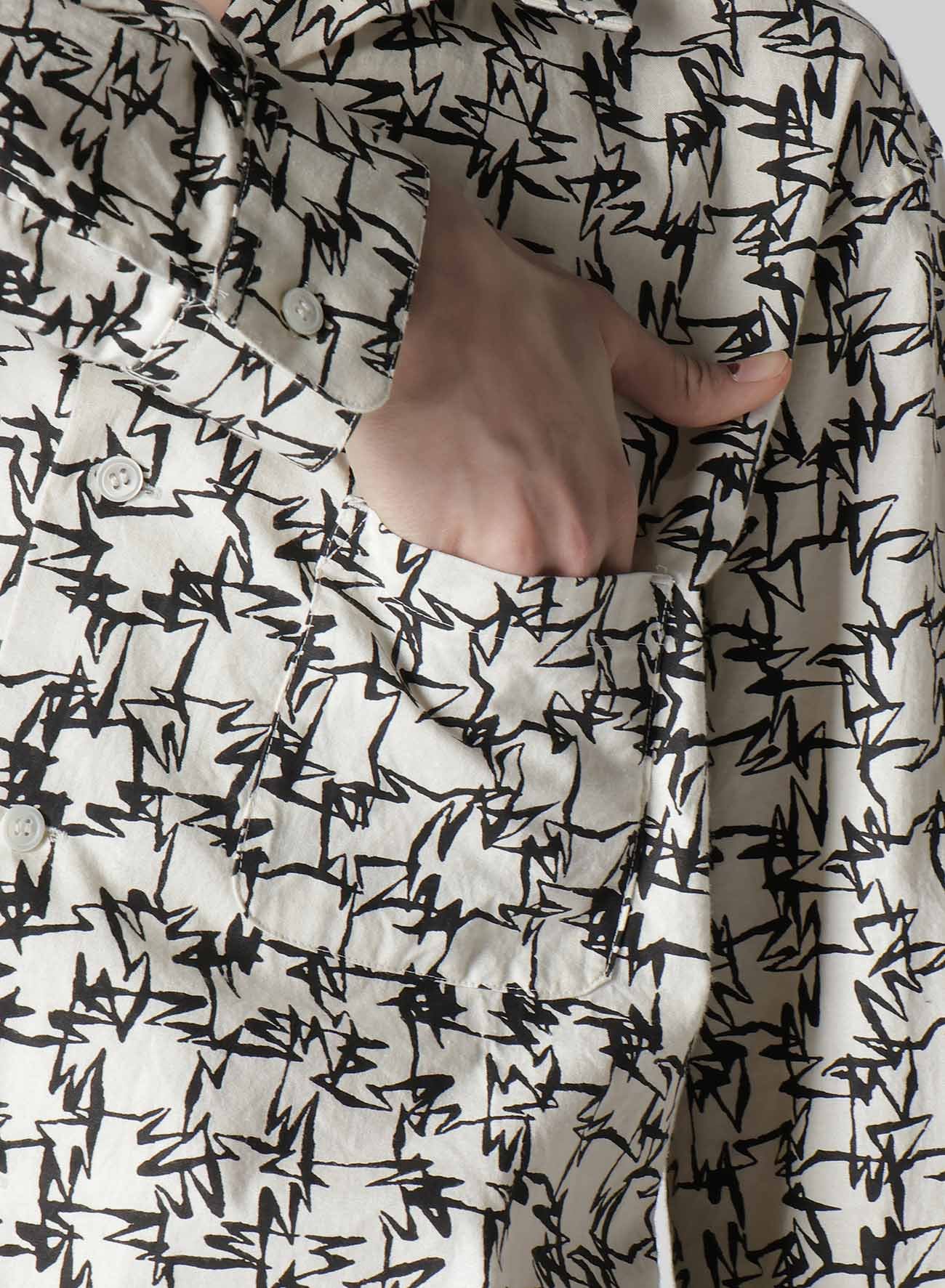 【Y's for men × MASSES】COTTON PIGMENT PRINT OPEN COLLAR SHIRT