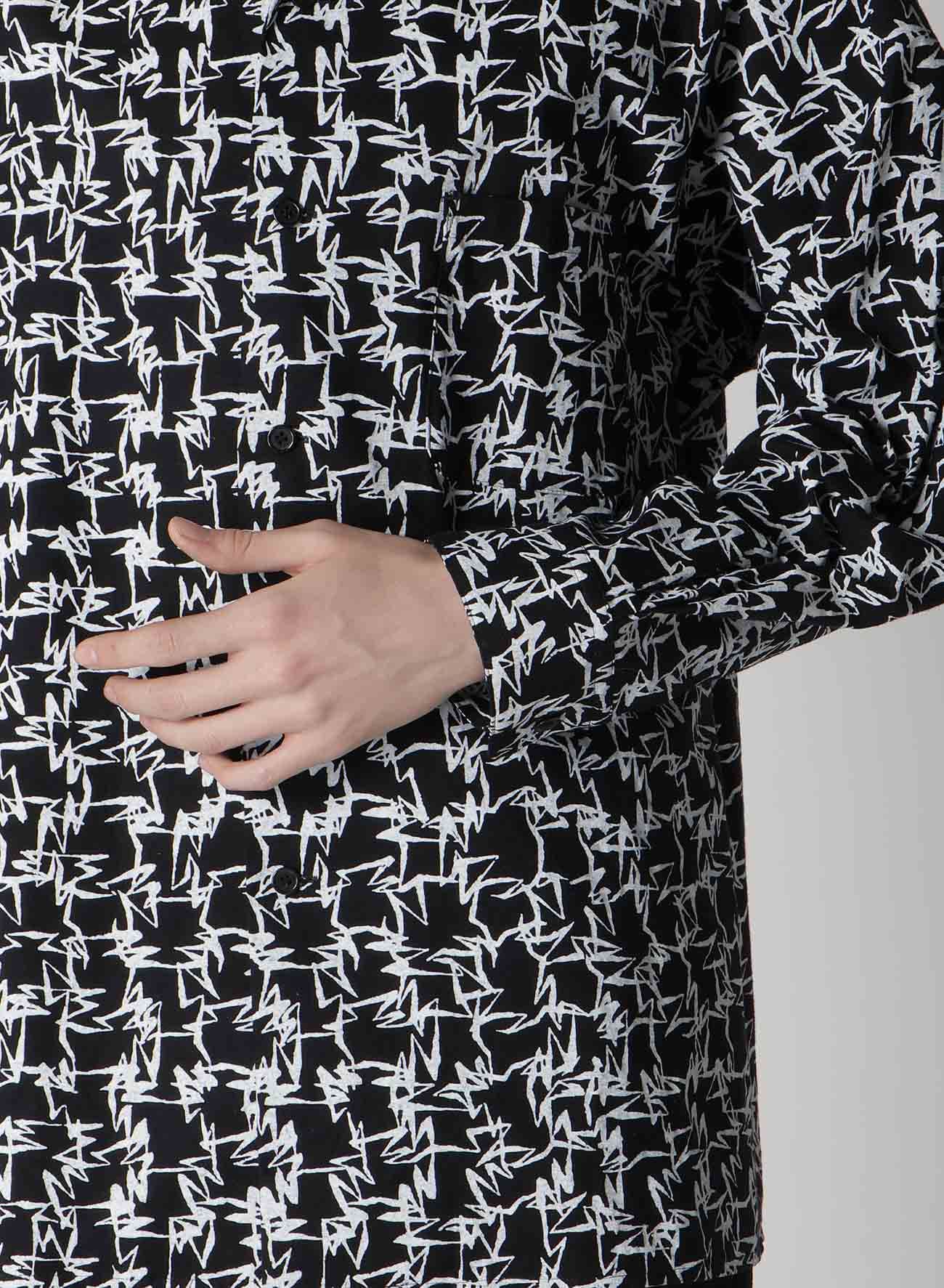 【Y's for men × MASSES】COTTON PIGMENT PRINT OPEN COLLAR SHIRT