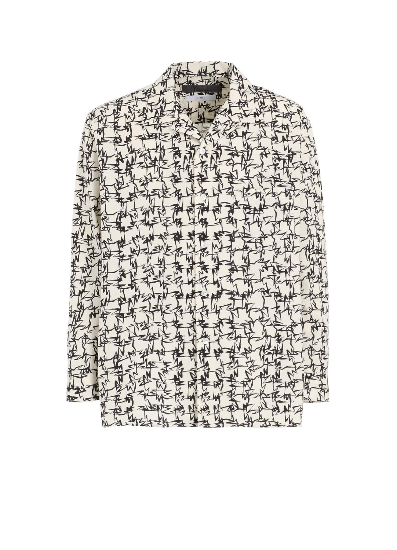 【Y's for men × MASSES】COTTON PIGMENT PRINT OPEN COLLAR SHIRT