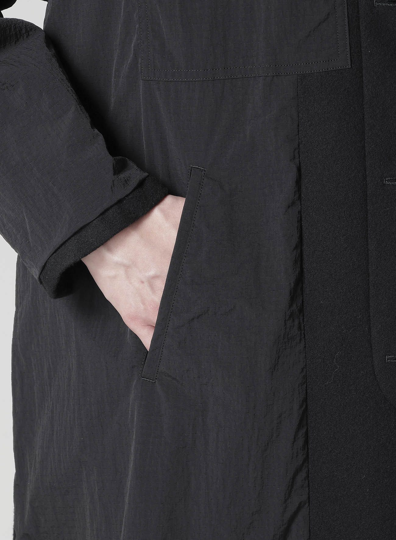 AIRY MOSSER LONG COAT WITH NYLON LINING
