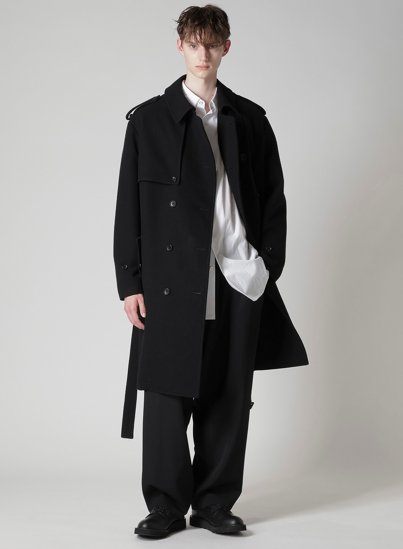 AIRY MOSSER TRENCH COAT WITH NYLON LINING