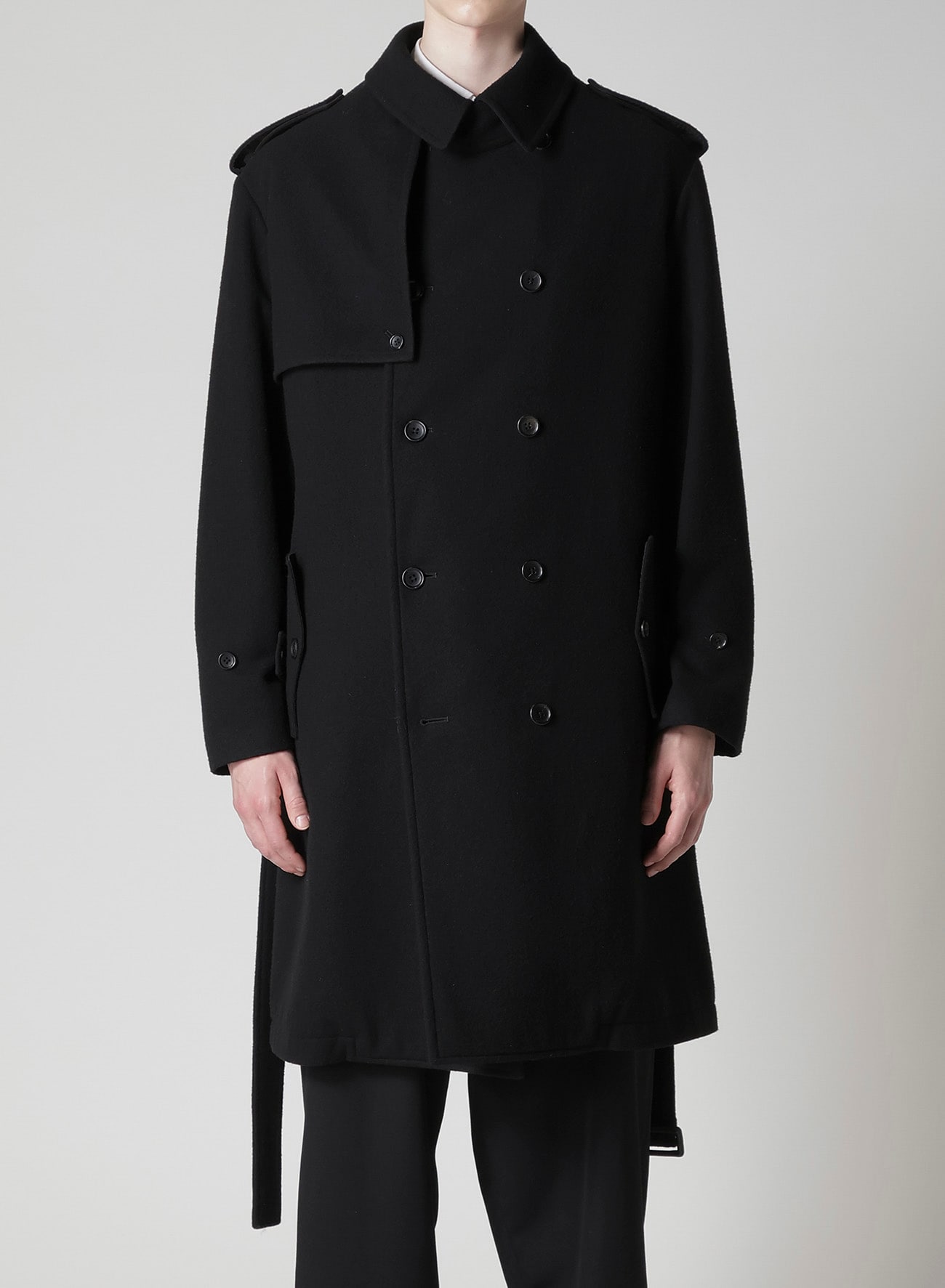 AIRY MOSSER TRENCH COAT WITH NYLON LINING