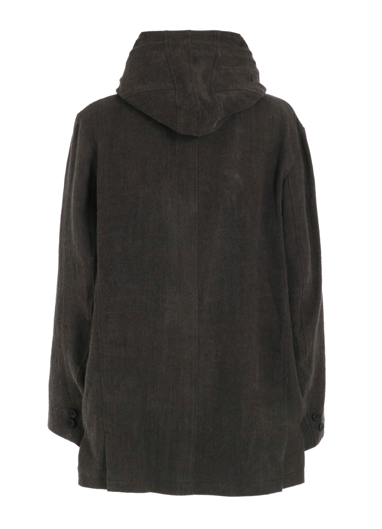 INK-DYED LINEN-WOOL VIYELLA HOODED JACKET